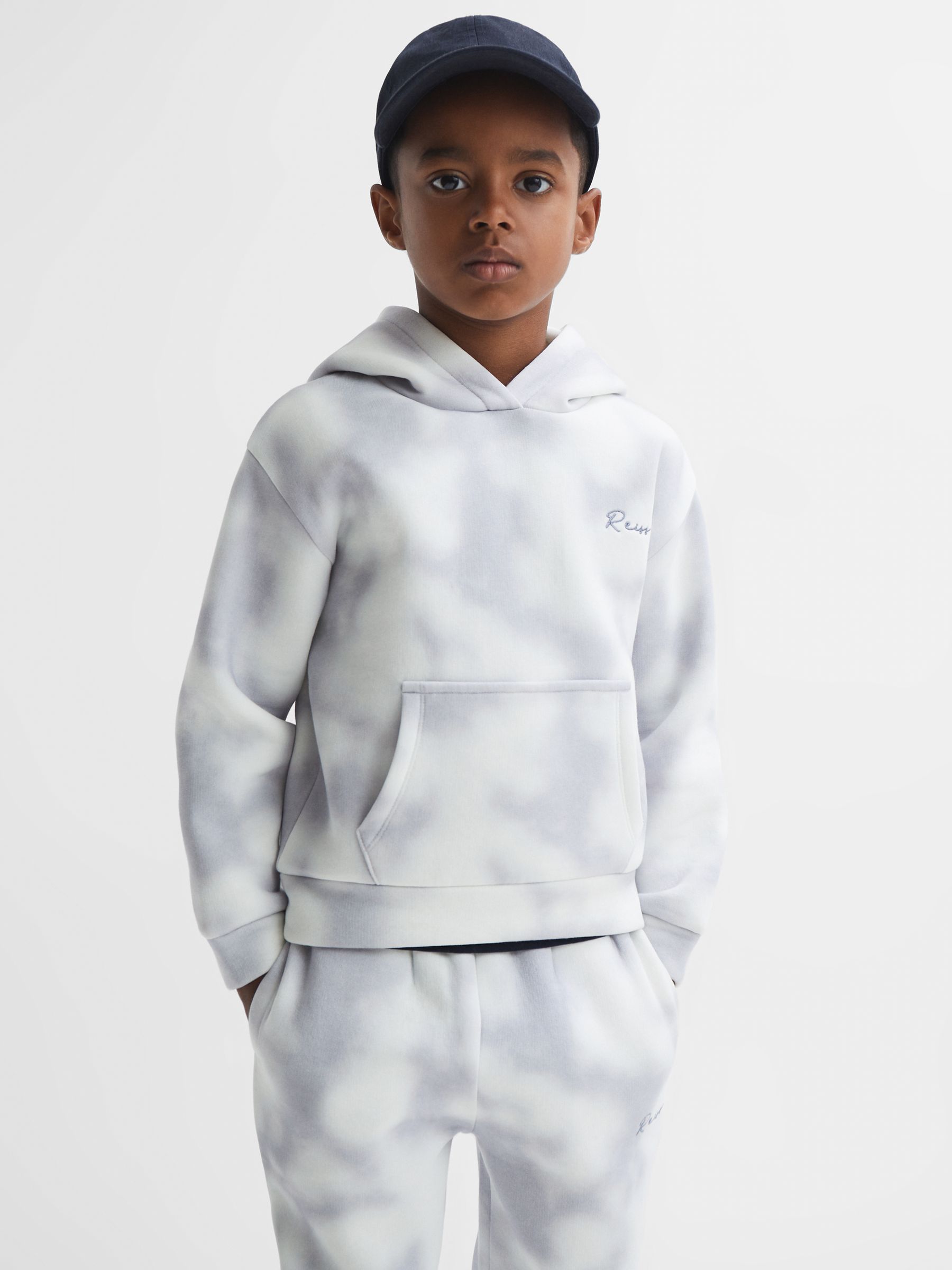9-12 yrs Cotton Tie Dye Hoodie in Blue - Image 3 of 6