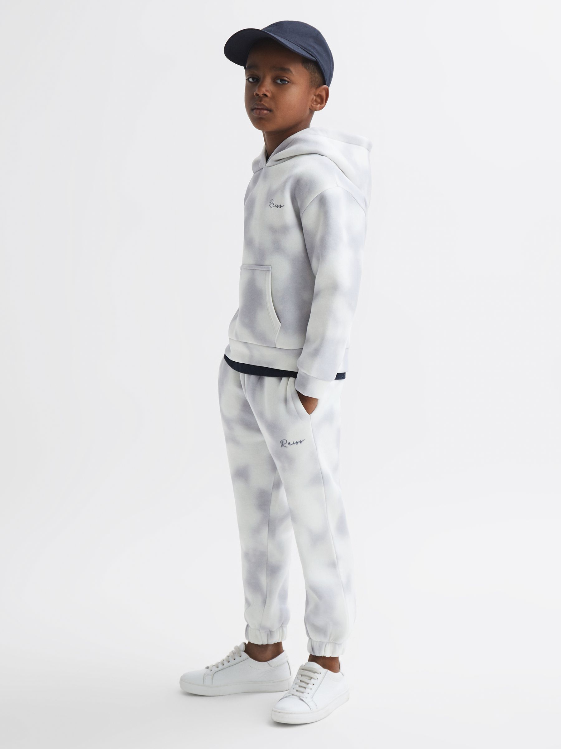 9-12 yrs Cotton Tie Dye Hoodie in Blue - Image 4 of 6