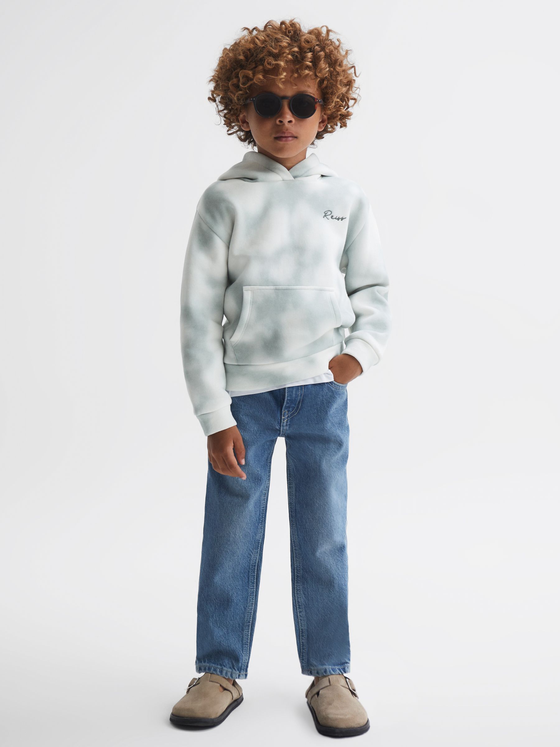 4-9 yrs Cotton Tie Dye Hoodie in Sage - Image 3 of 7