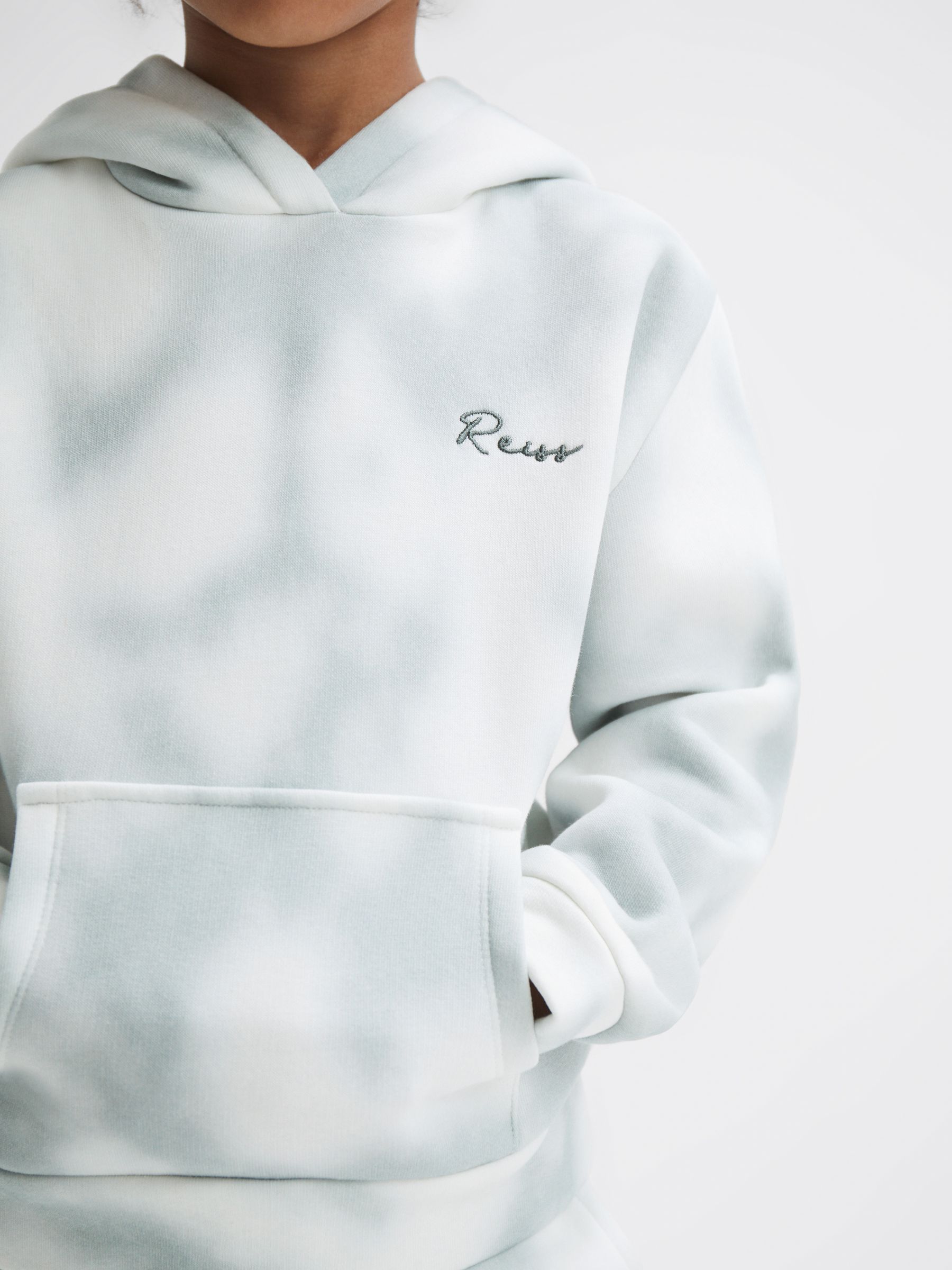 4-9 yrs Cotton Tie Dye Hoodie in Sage - Image 4 of 7