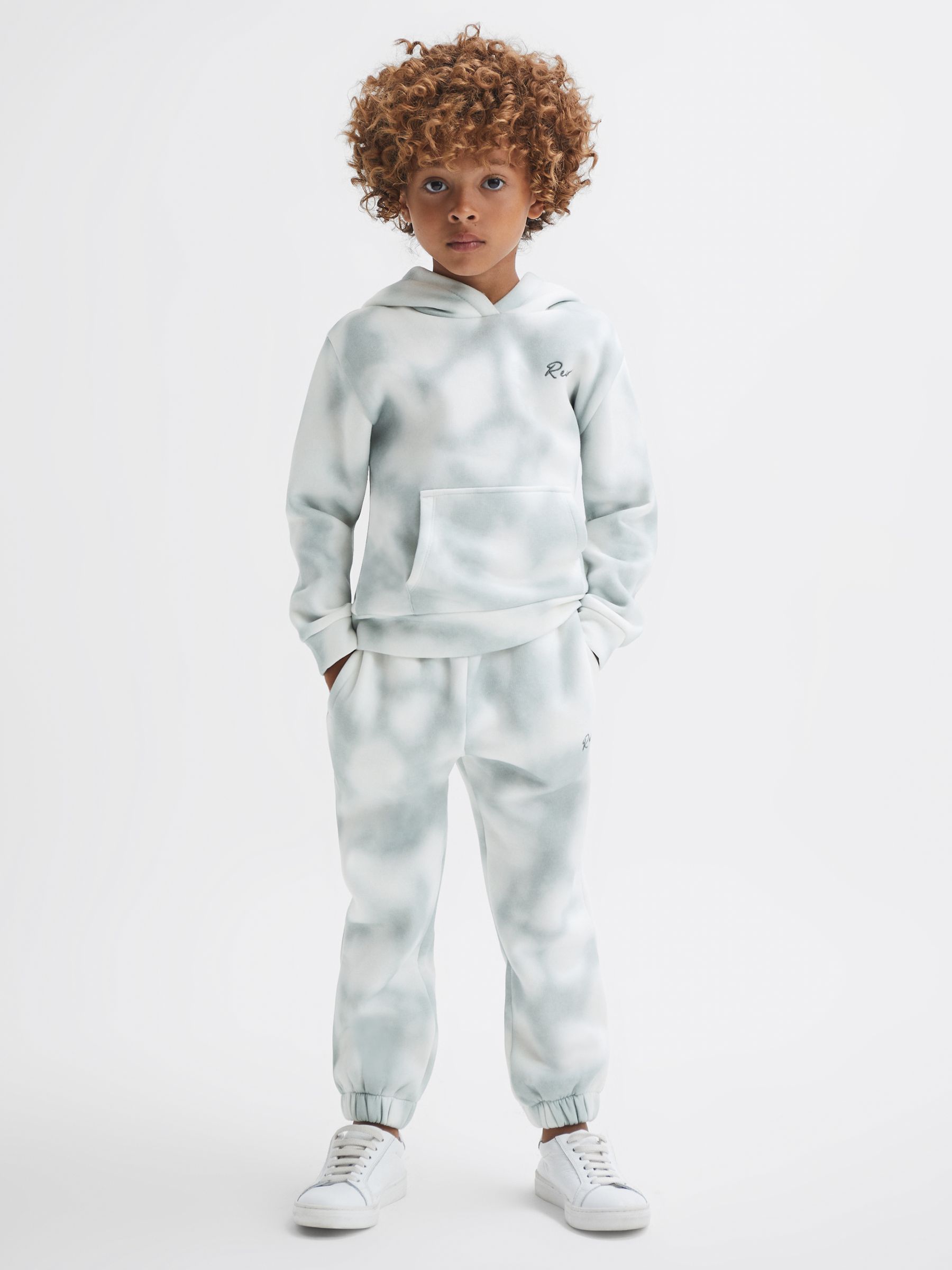 4-9 yrs Cotton Tie Dye Hoodie in Sage - Image 6 of 7