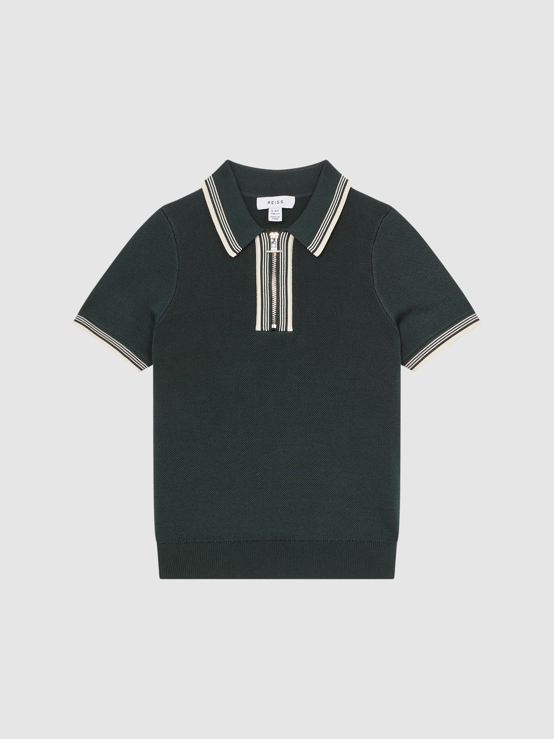Senior Half-Zip Striped T-Shirt in Emerald - Image 2 of 7