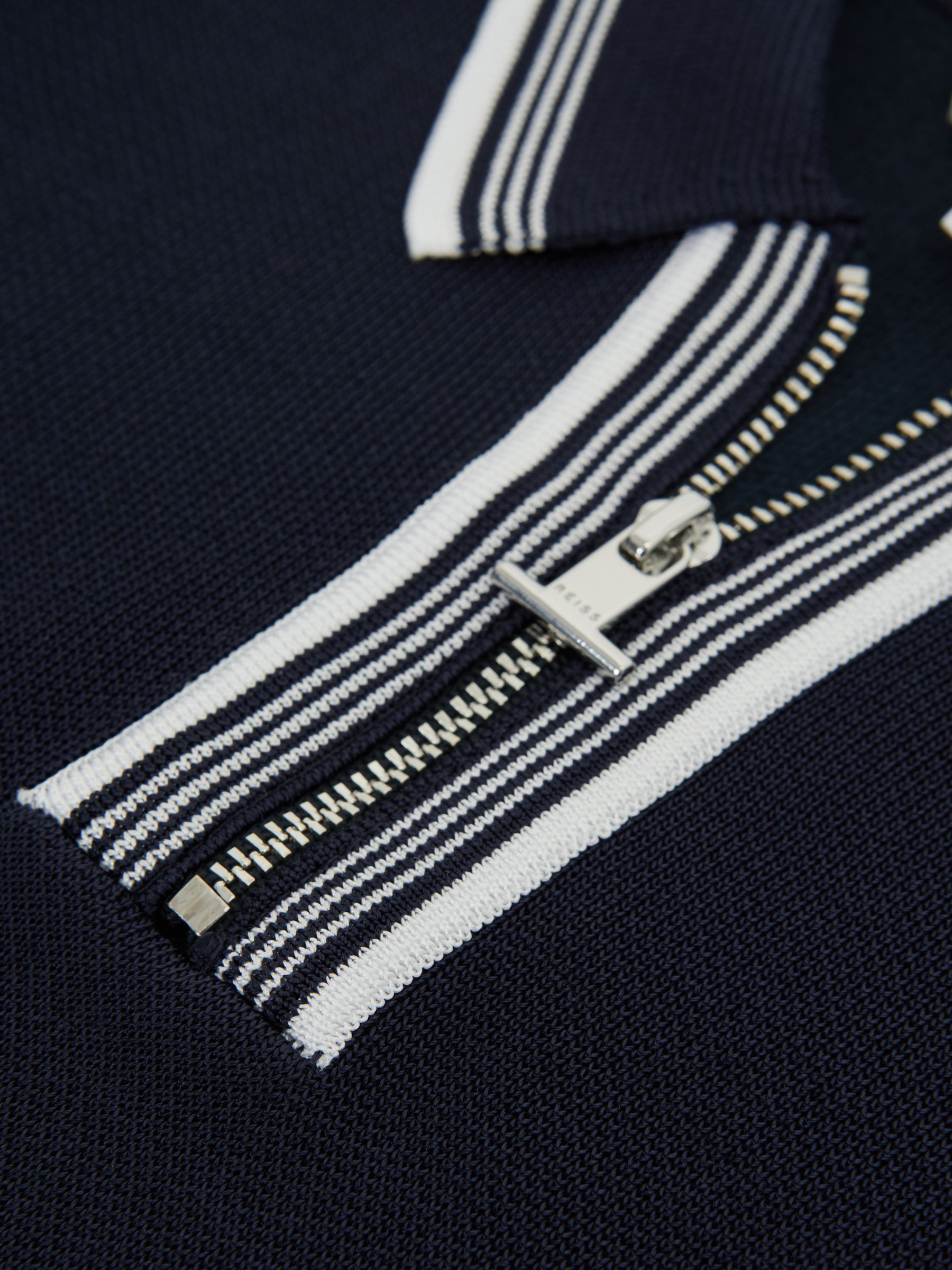 Senior Half Zip Striped T-Shirt in Navy - Image 7 of 7