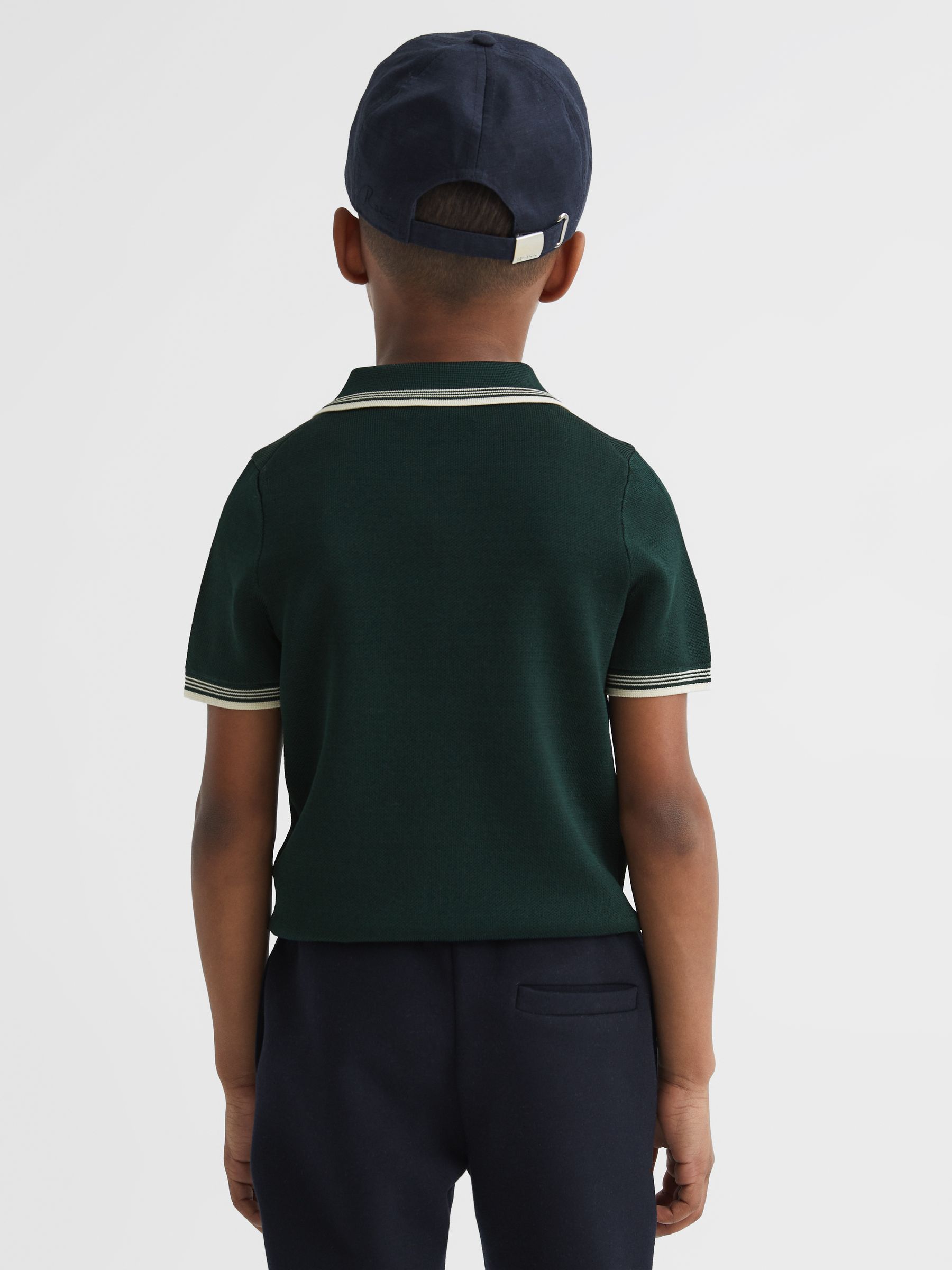 Junior Half-Zip Striped T-Shirt in Emerald - Image 5 of 7