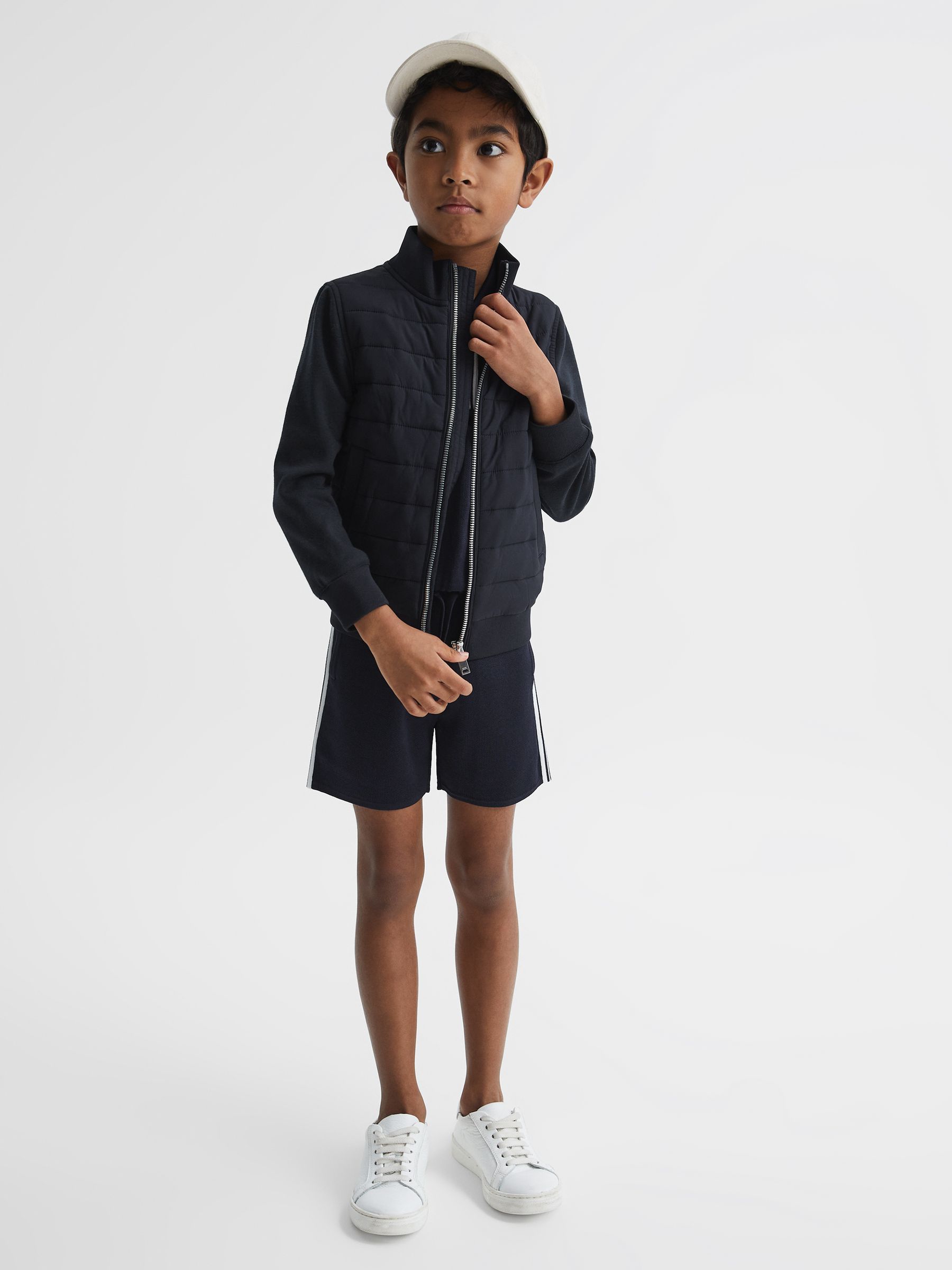 Junior Side Stripe Drawstring Shorts in Navy - Image 6 of 7
