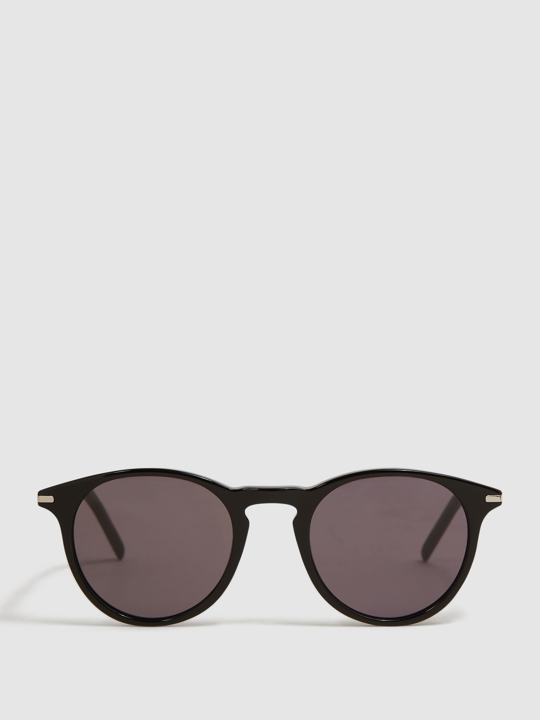 Paige Round Acetate Frame Sunglasses in Black - Image 1 of 5