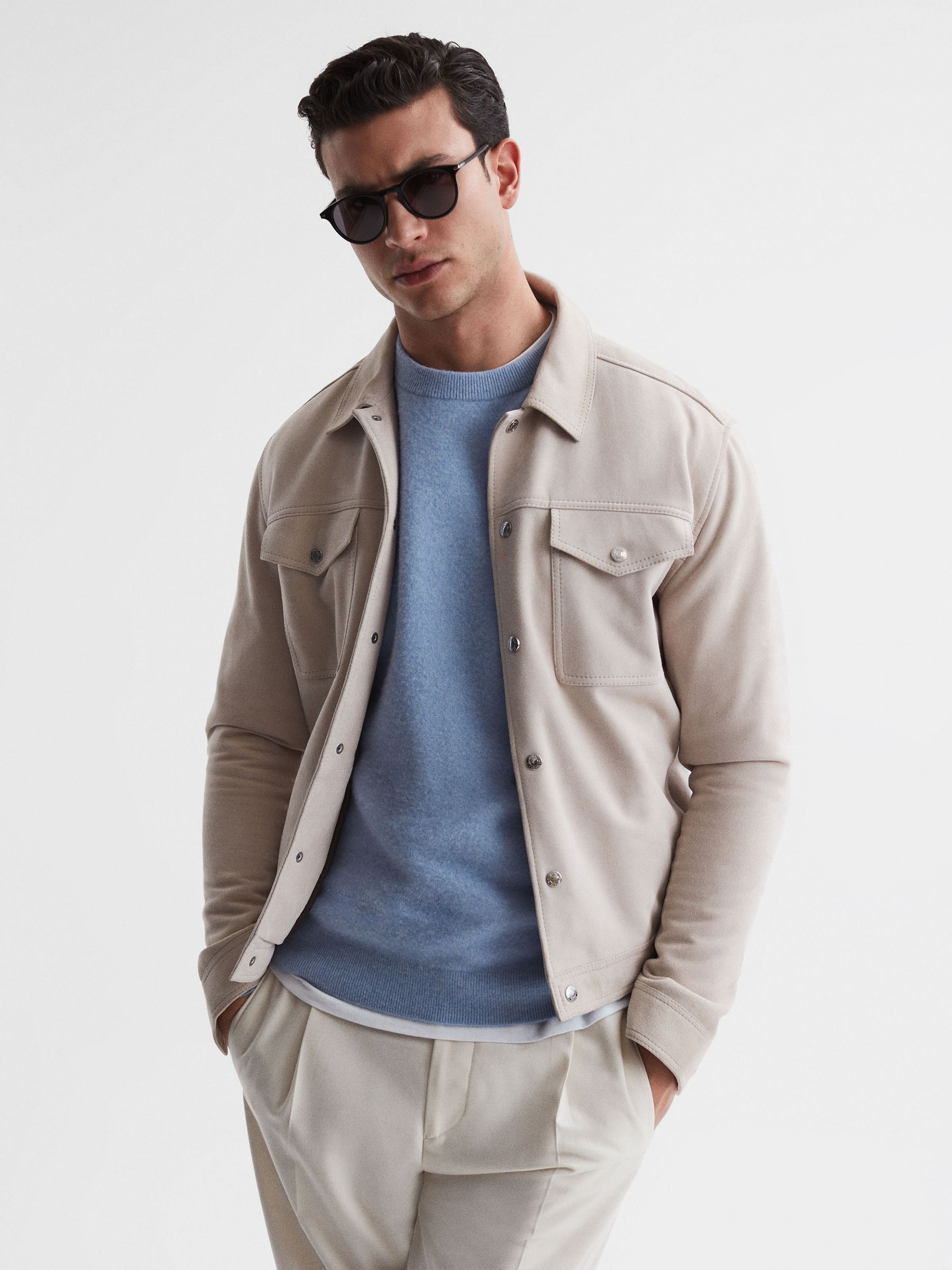 Paige Round Acetate Frame Sunglasses in Black - Image 2 of 5