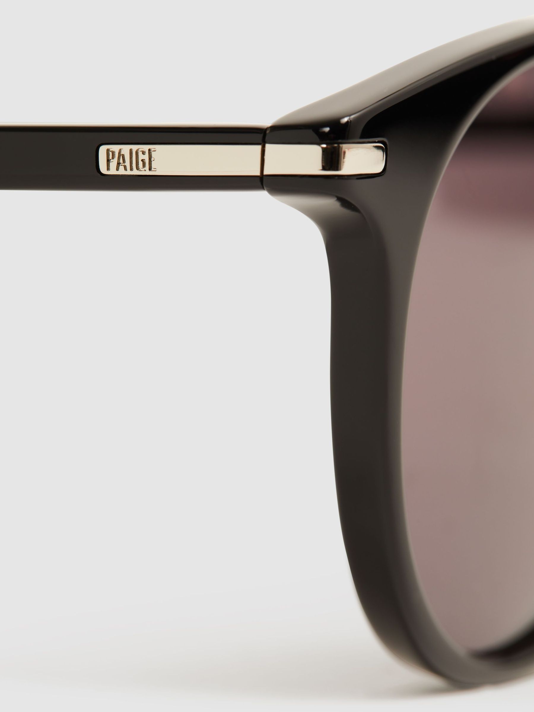 Paige Round Acetate Frame Sunglasses in Black - Image 5 of 5