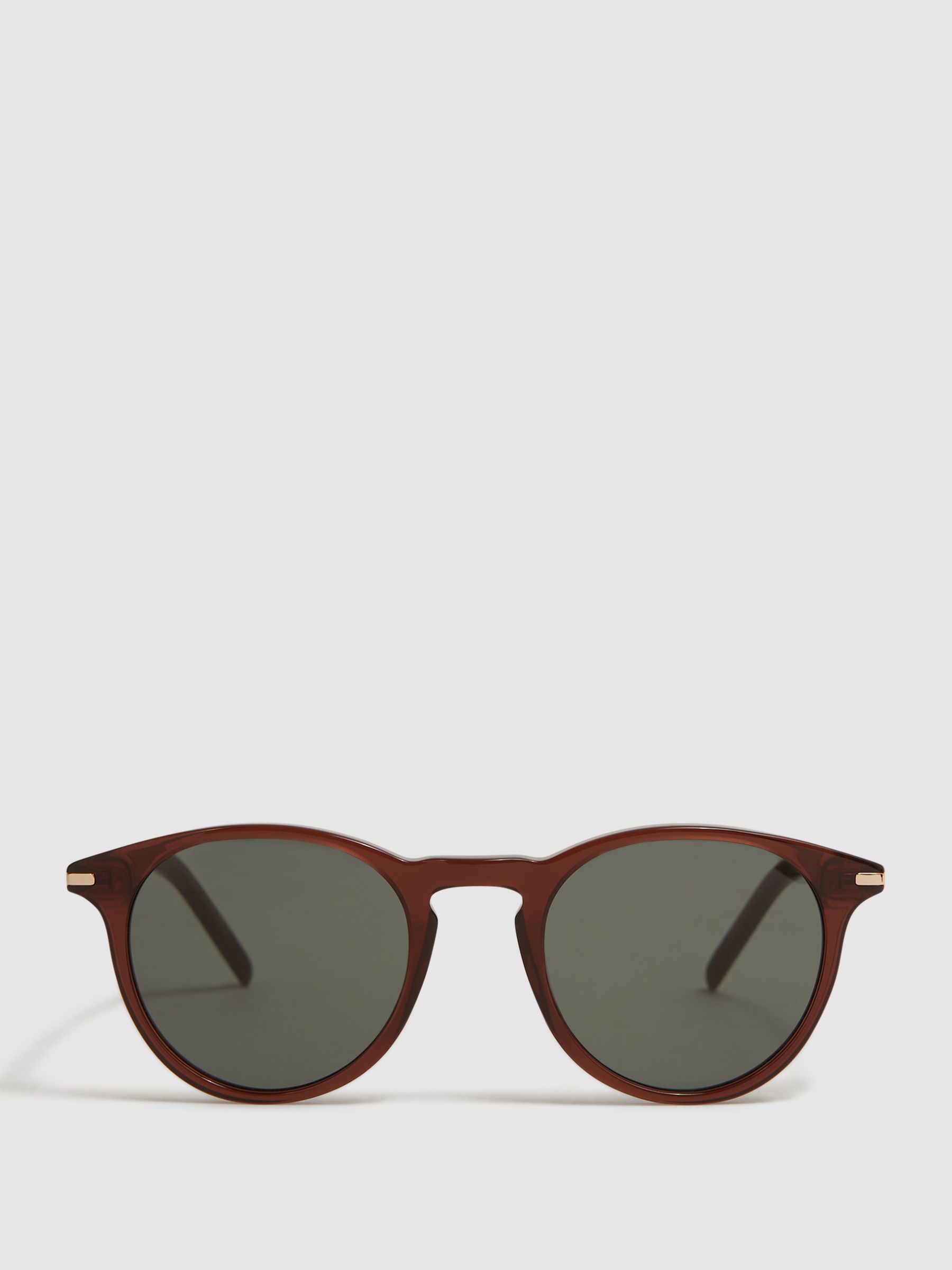 Paige Round Acetate Frame Sunglasses in Brown - Image 1 of 5