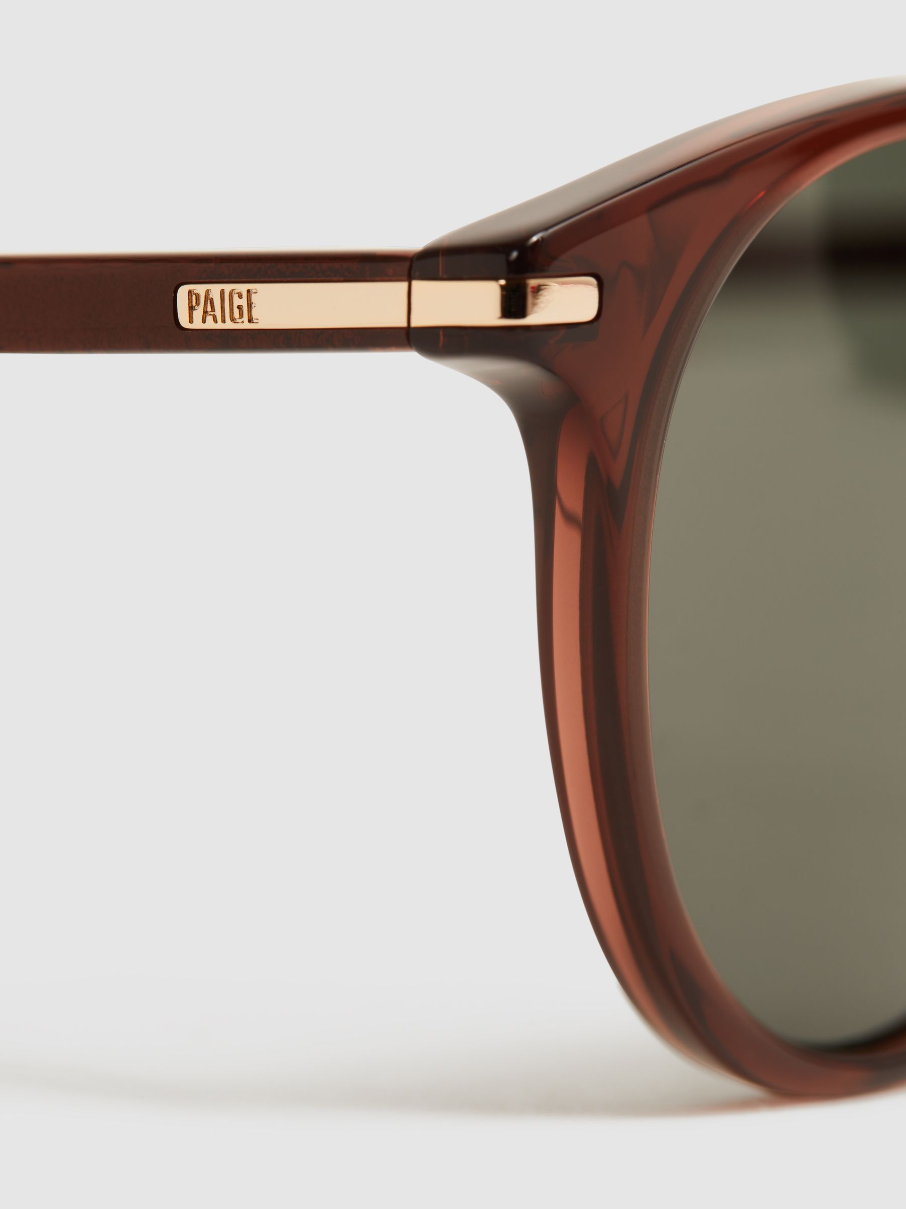 Paige Round Acetate Frame Sunglasses in Brown - Image 5 of 5