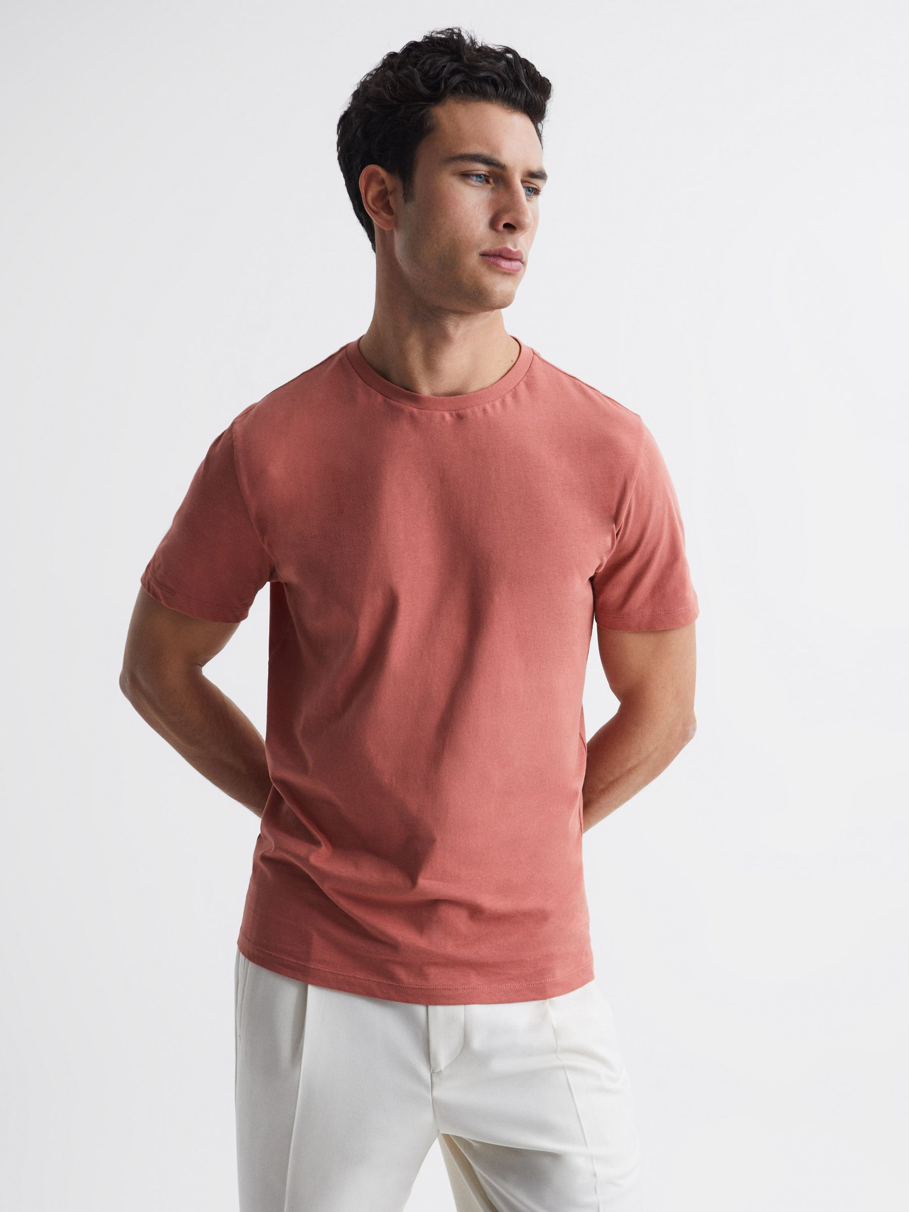 Crew Neck T-Shirt in Faded Rose - Image 1 of 6