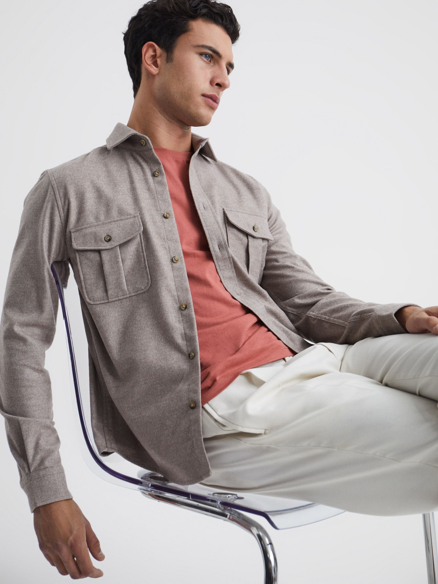 Crew Neck T-Shirt in Faded Rose - Image 6 of 6