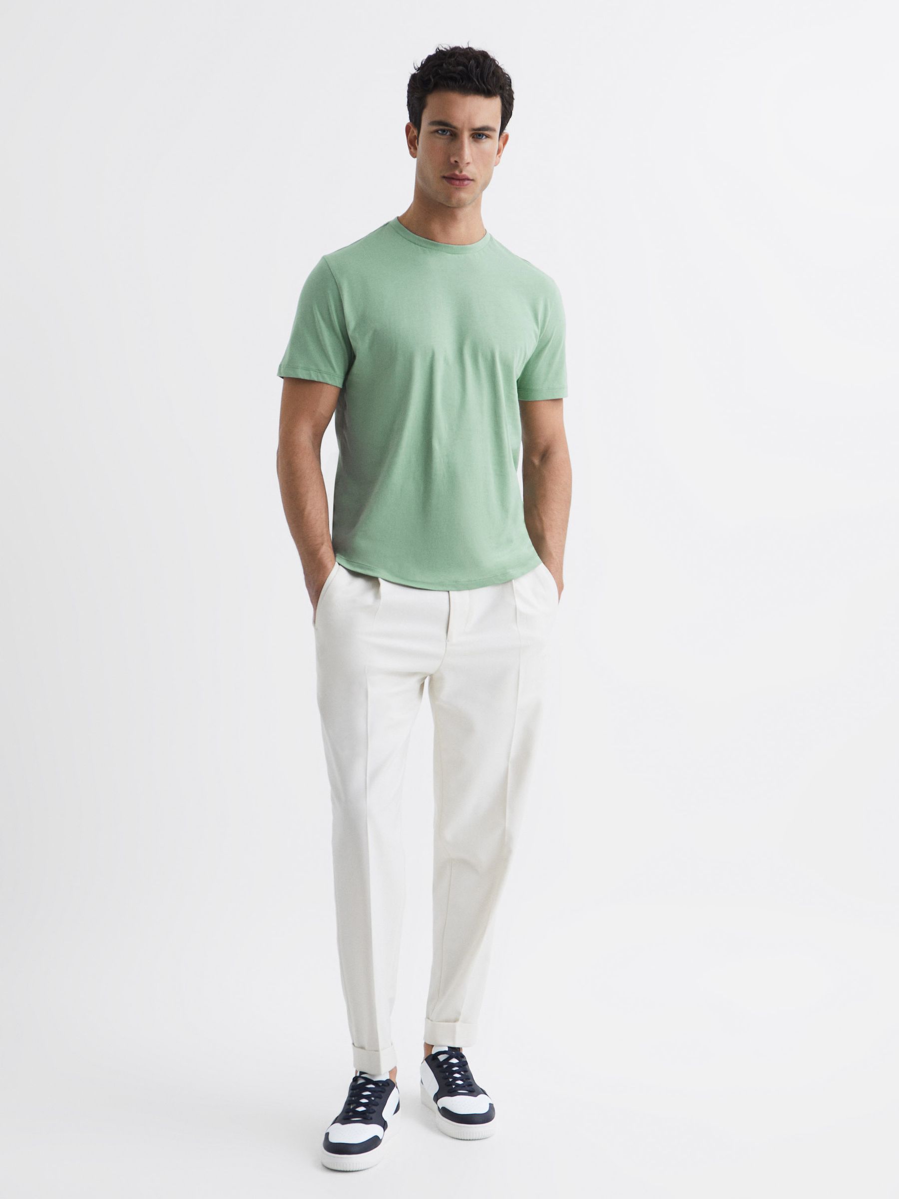 Crew Neck T-Shirt in Frosty Green - Image 3 of 7