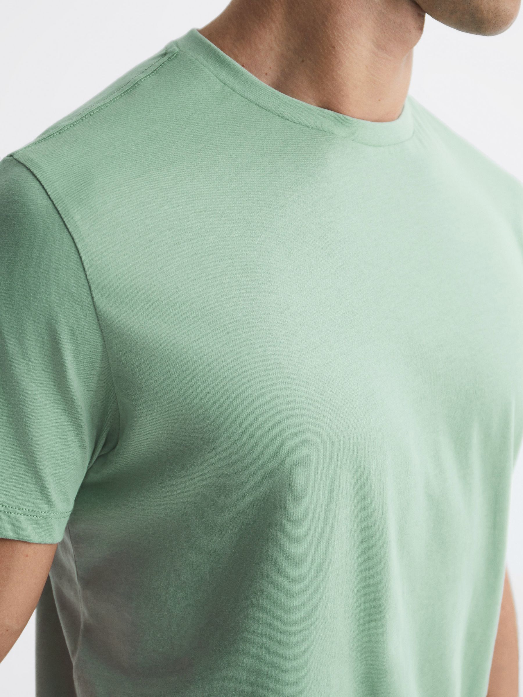 Crew Neck T-Shirt in Frosty Green - Image 4 of 7