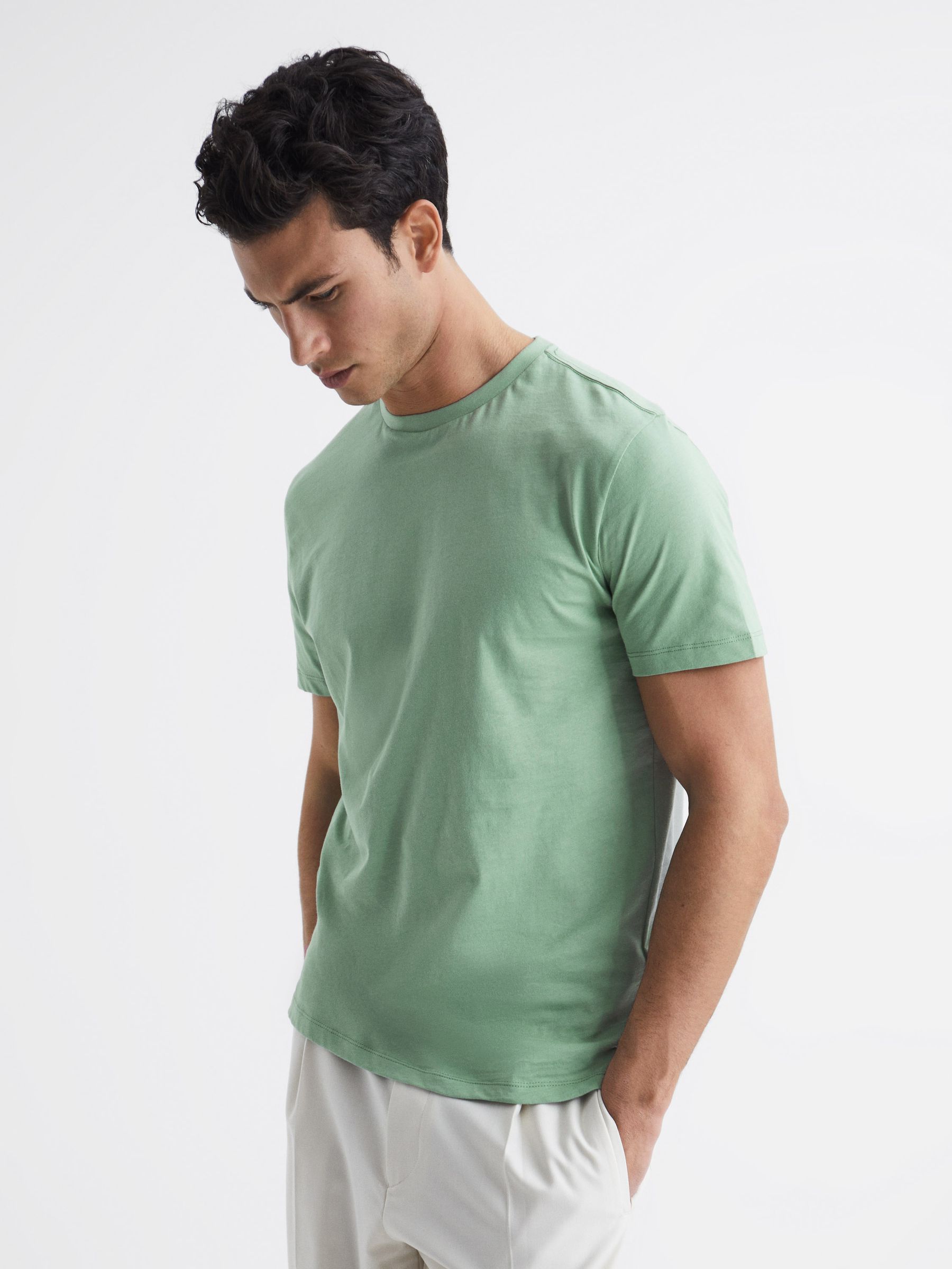 Crew Neck T-Shirt in Frosty Green - Image 6 of 7