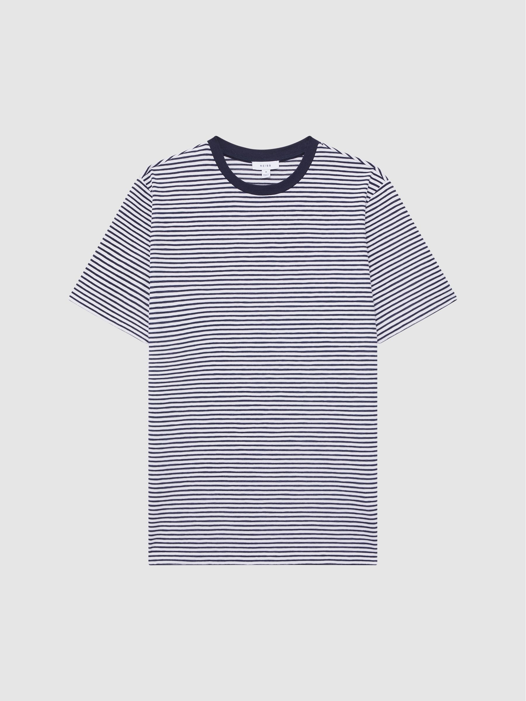 Striped Short Sleeve Crew Neck T-Shirt in Navy/White - Image 2 of 6