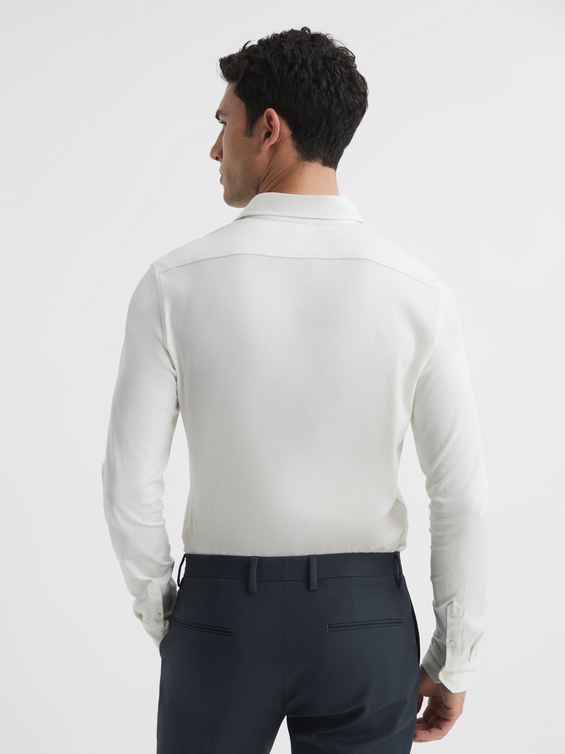 Mercerised Cotton Button-Through Shirt in Ecru - Image 5 of 6