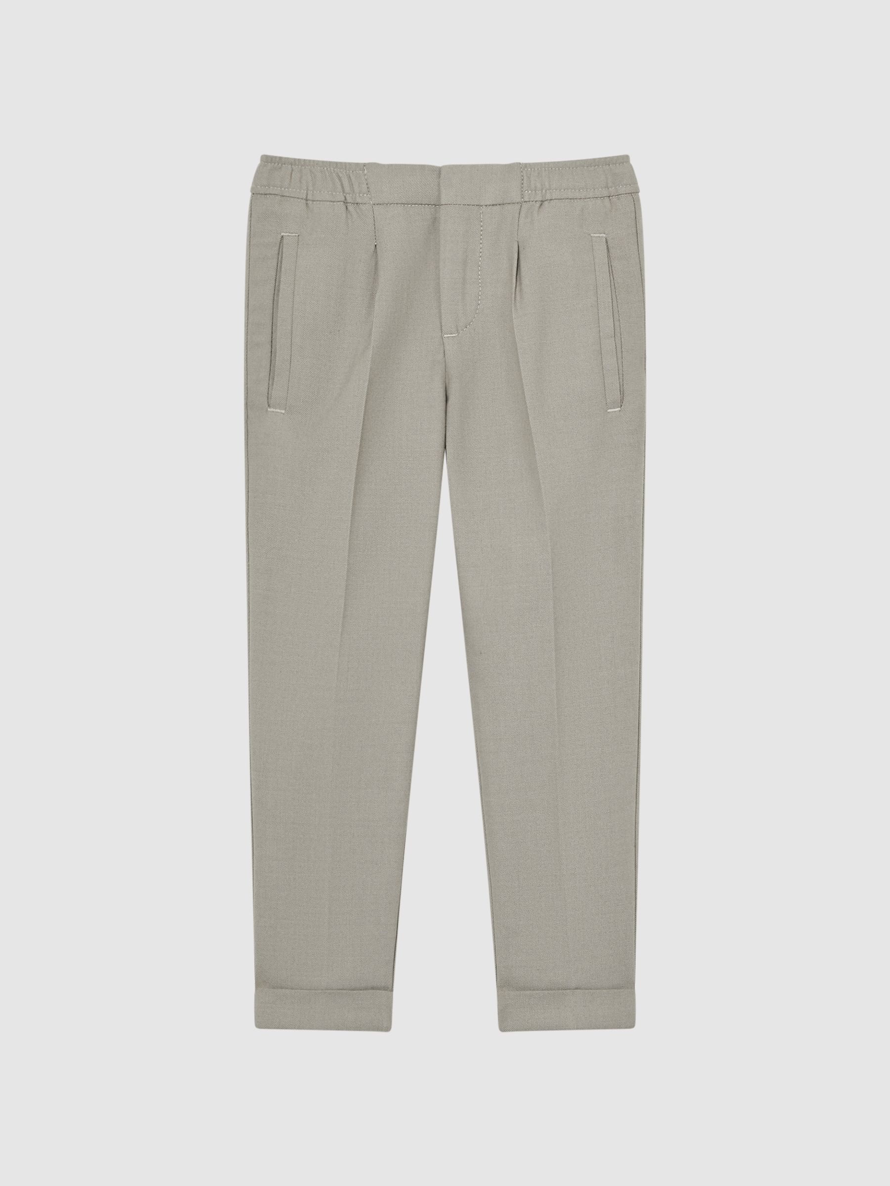 9-14 yrs Relaxed Elasticated Trousers with Turn-Ups in Taupe - Image 2 of 7