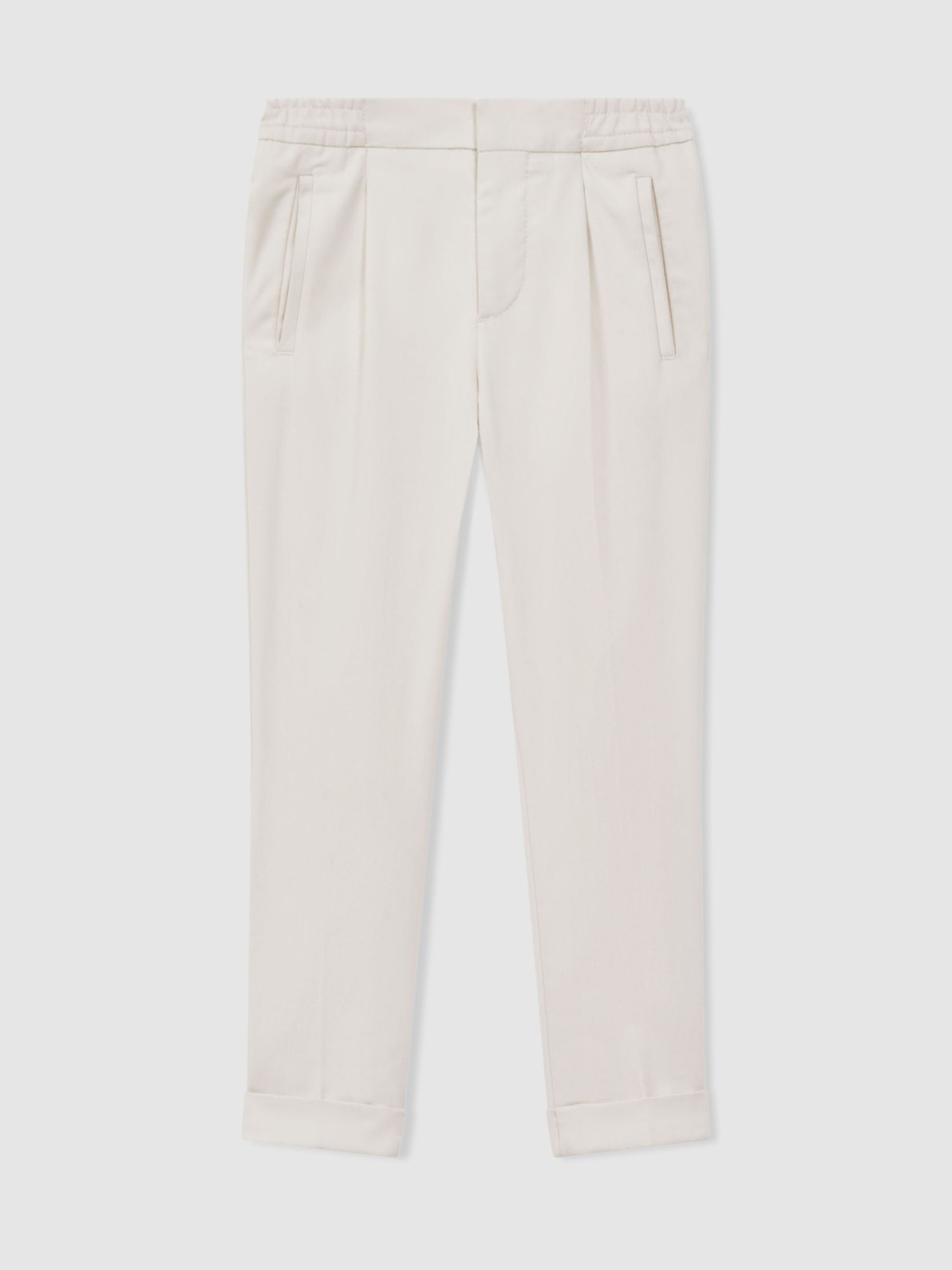 3-9 yrs Relaxed Elasticated Trousers with Turn-Ups in Ecru - Image 2 of 5