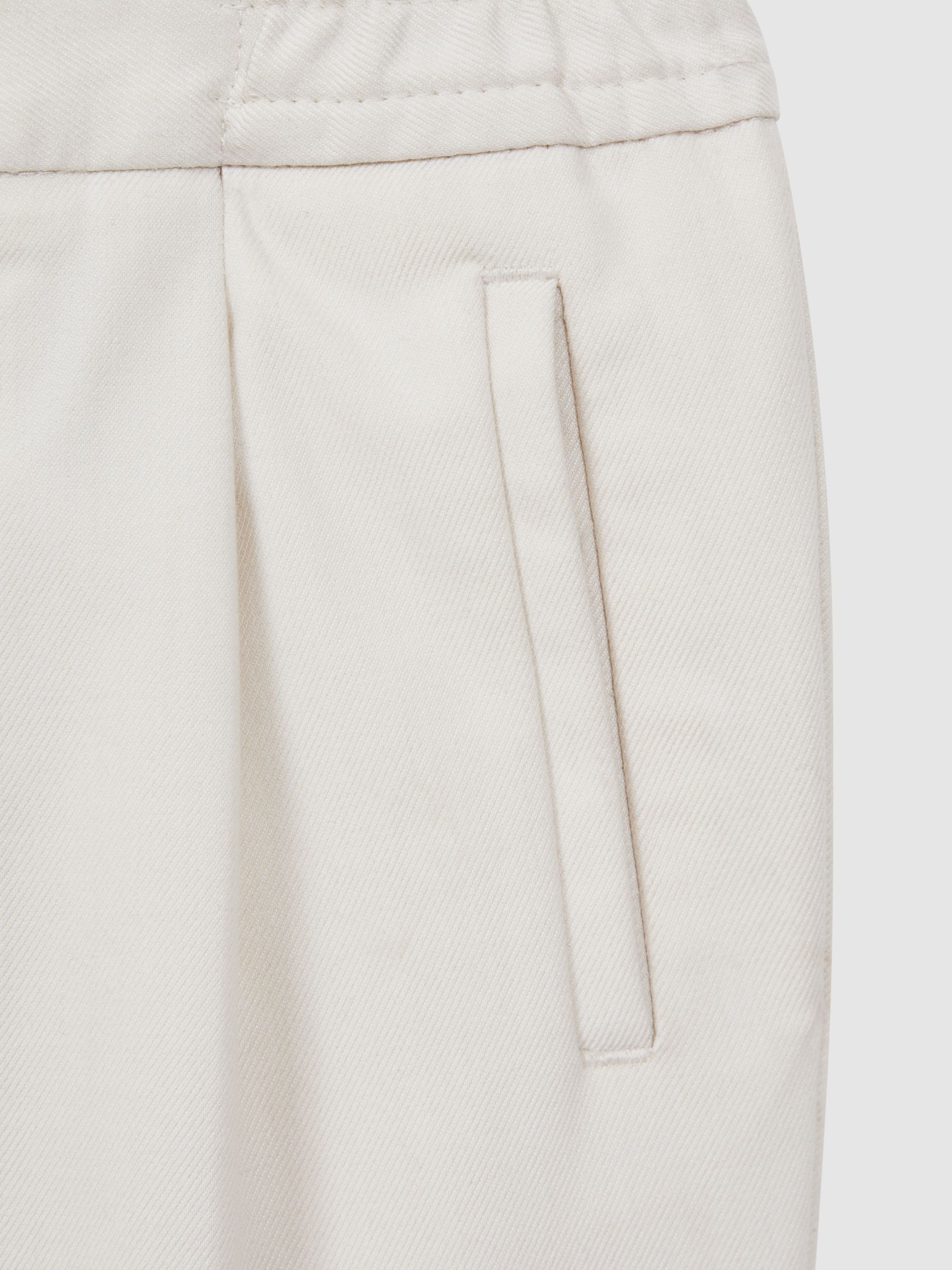 3-9 yrs Relaxed Elasticated Trousers with Turn-Ups in Ecru - Image 4 of 5