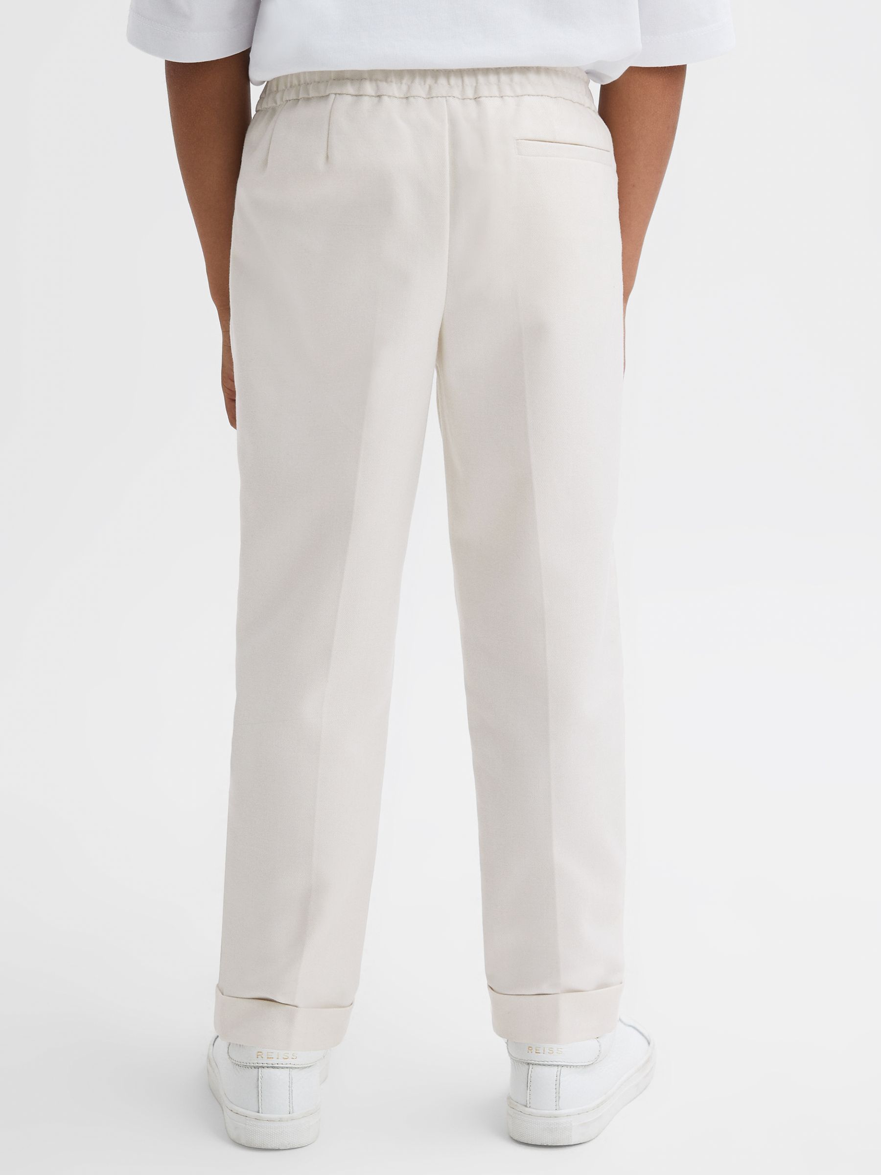 3-9 yrs Relaxed Elasticated Trousers with Turn-Ups in Ecru - Image 5 of 5