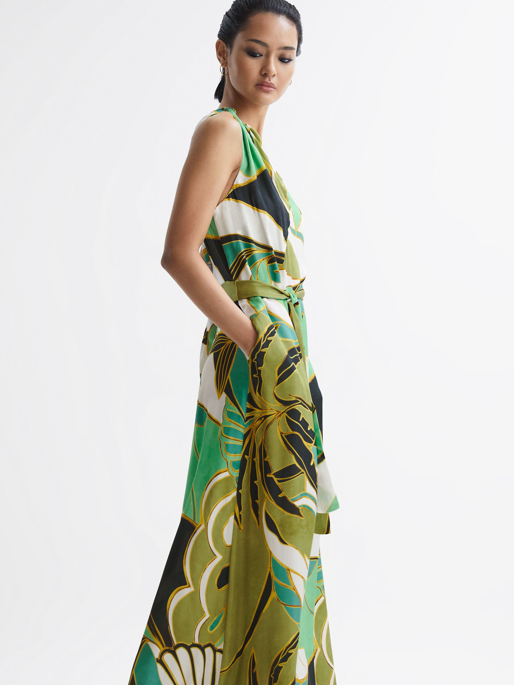 Jungle Print Maxi Dress in Green - Image 3 of 6