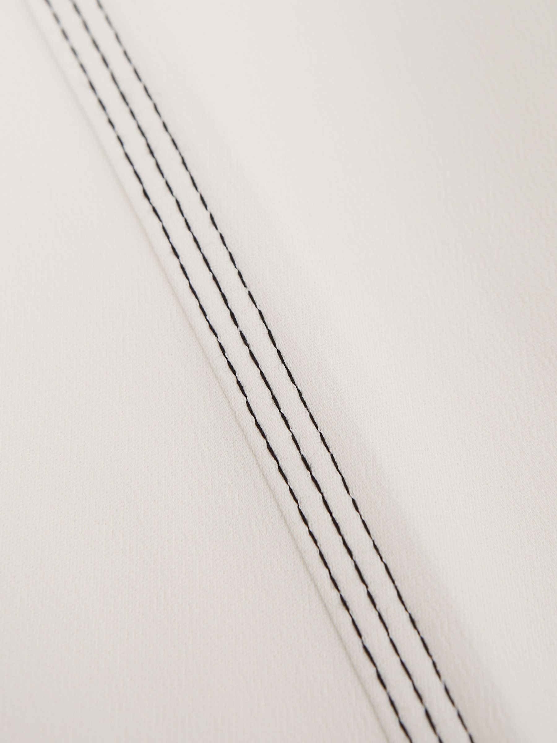 Wide Leg Stitch Detail Trousers in Cream - Image 7 of 8