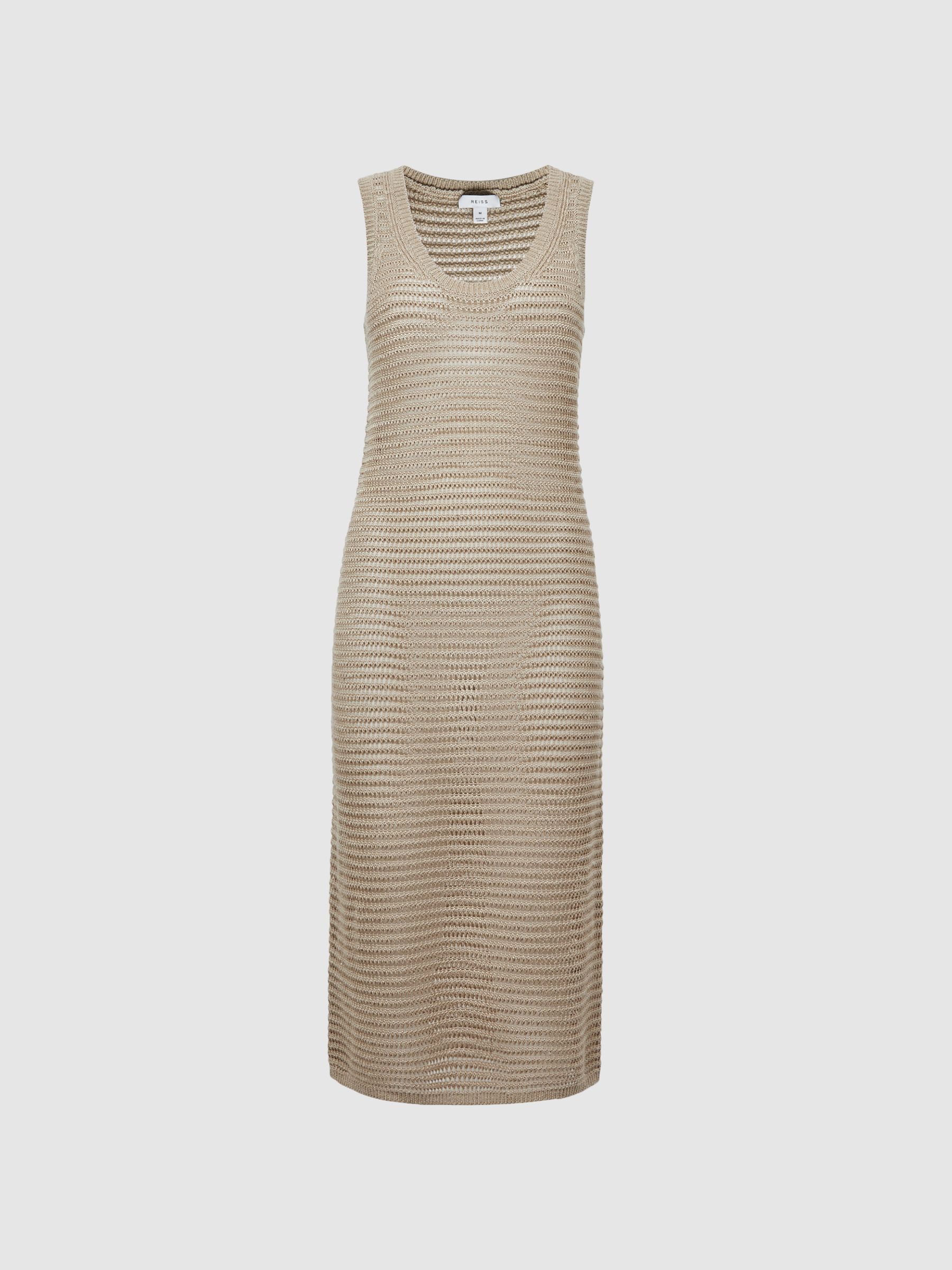 Knitted Bodycon Midi Dress in Neutral - Image 2 of 7