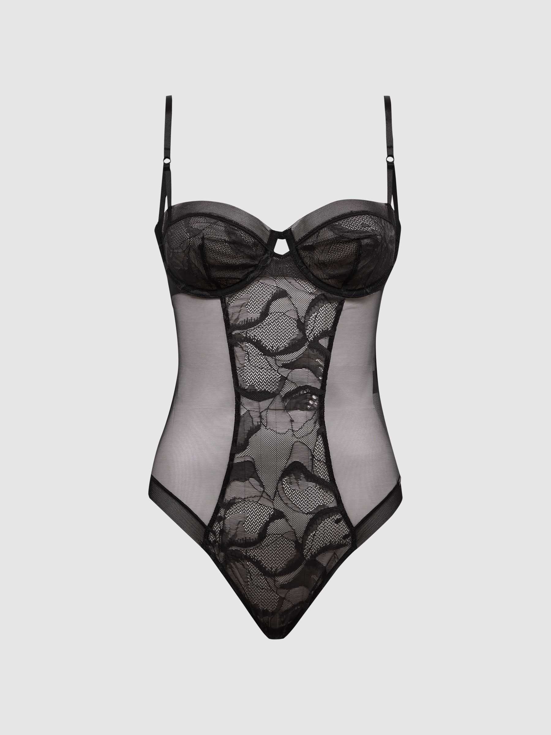 Underwear Lace Bodysuit in Black - Image 2 of 5 Underwear Lace Bodysuit in Black - Image 2 of 5