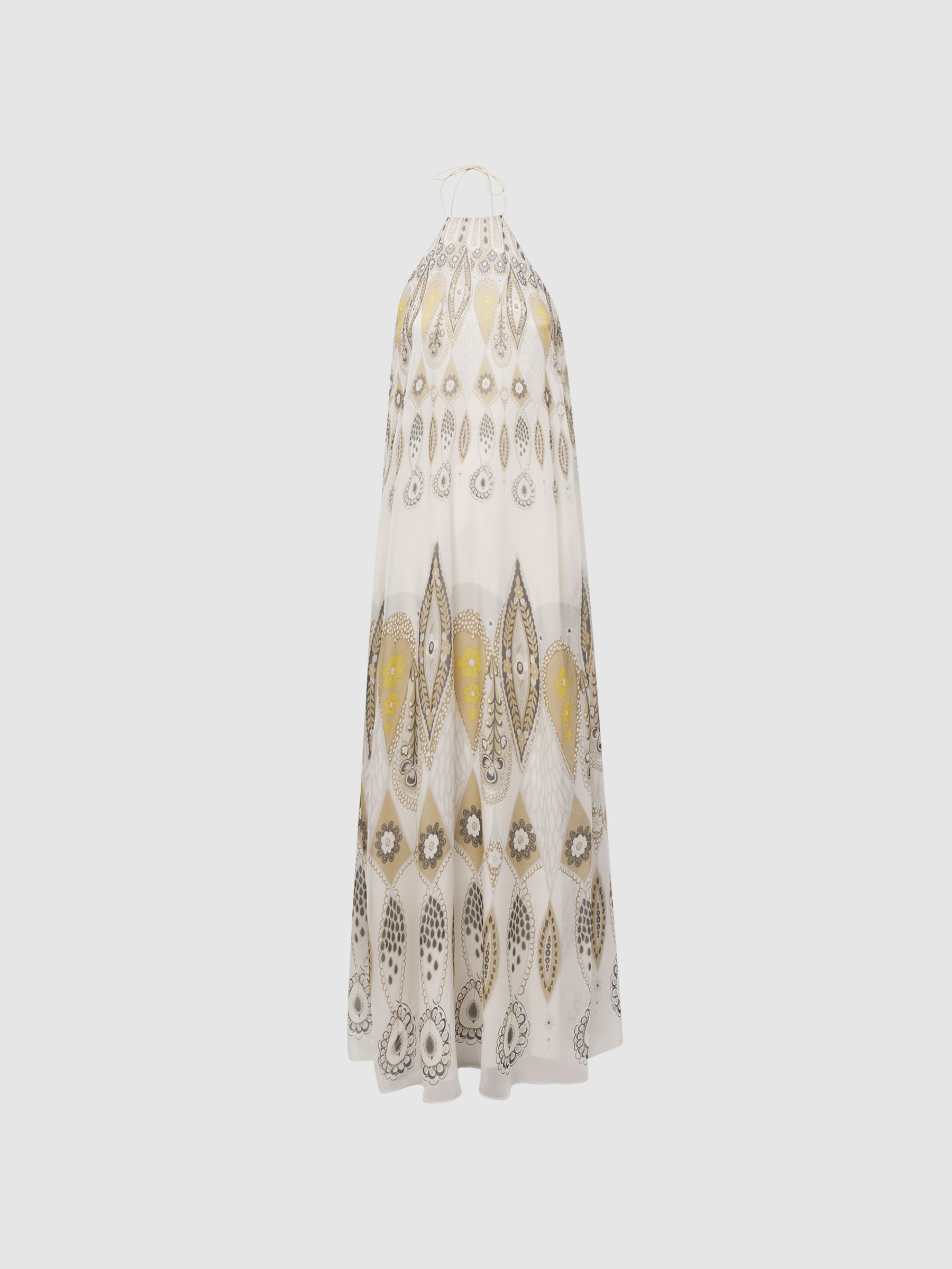 Printed Halter Neck Maxi Dress in Yellow - Image 2 of 4