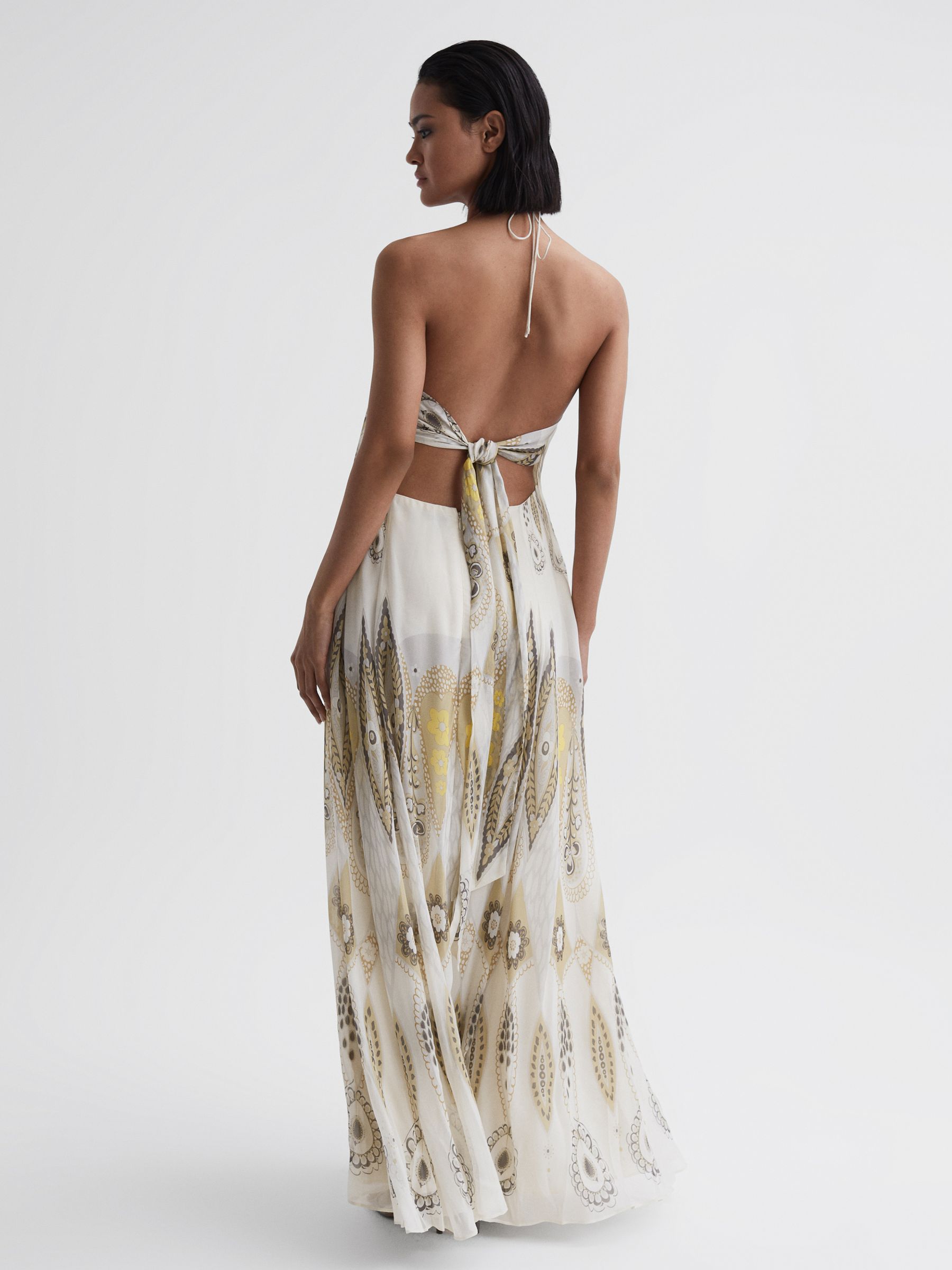 Printed Halter Neck Maxi Dress in Yellow - Image 4 of 4