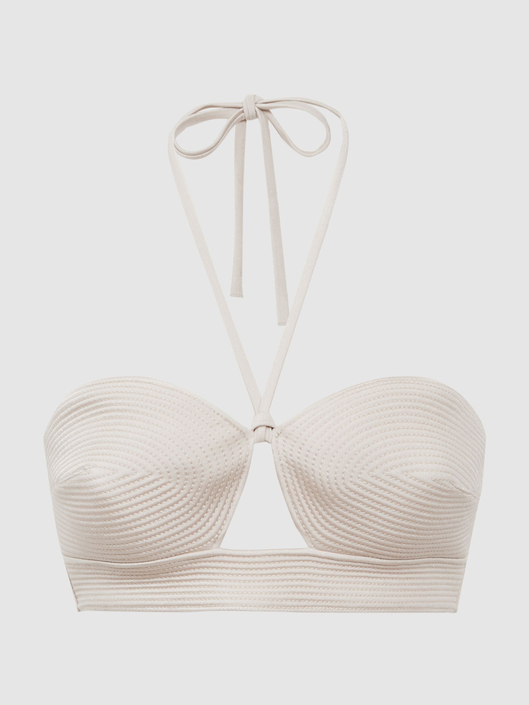 Underwear Halterneck Bikini Top in Pale Stone - Image 2 of 4