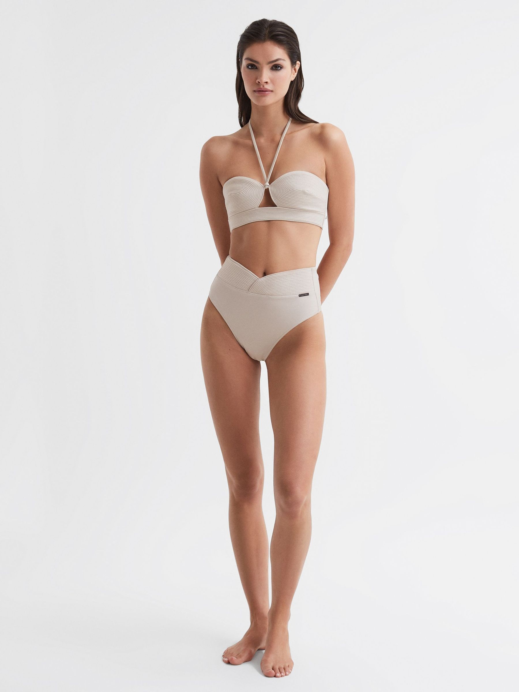Underwear Halterneck Bikini Top in Pale Stone - Image 3 of 4