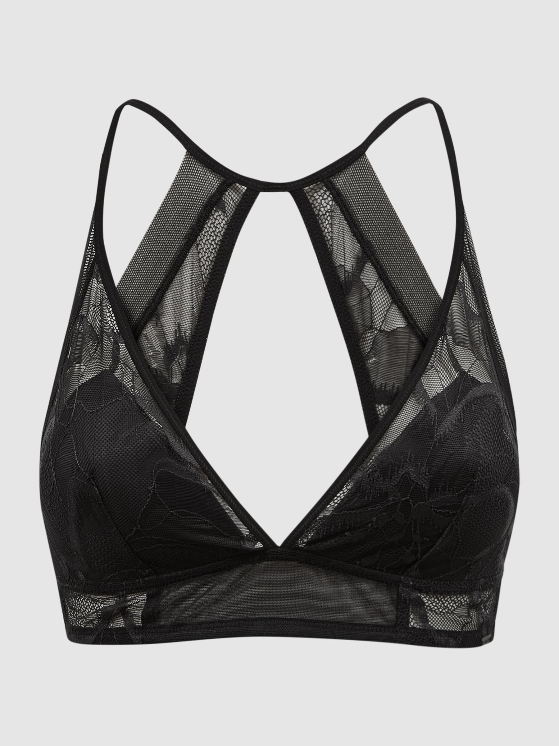 Underwear Lace Halter Neck Bralette in Black - Image 2 of 4