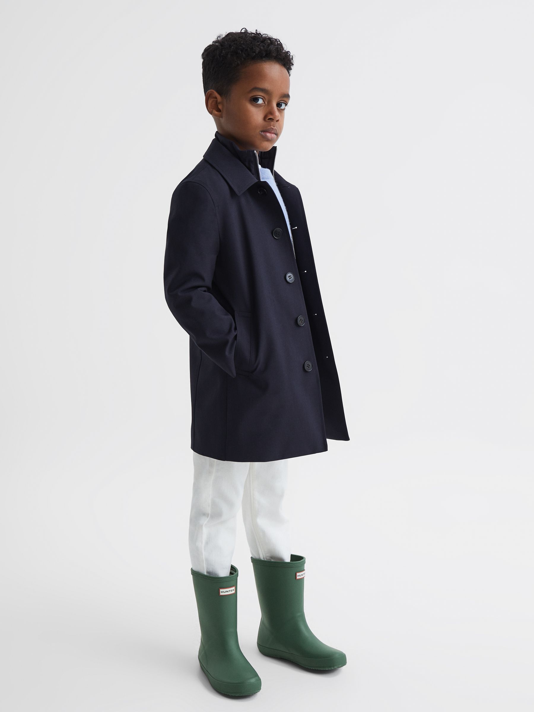Hunter Little Kids First Classic Rain Boots in Khaki/Dark Green - Image 2 of 7