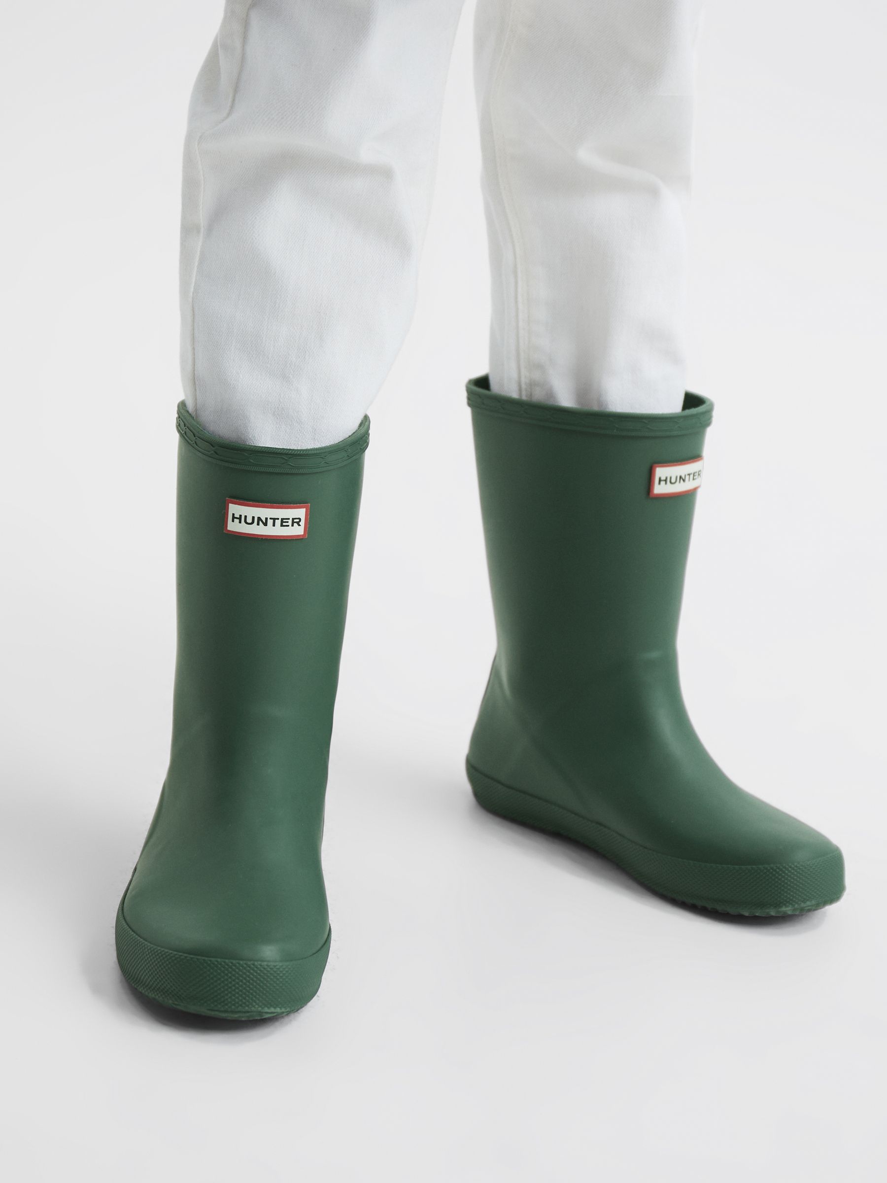 Hunter Little Kids First Classic Rain Boots in Khaki/Dark Green - Image 3 of 7