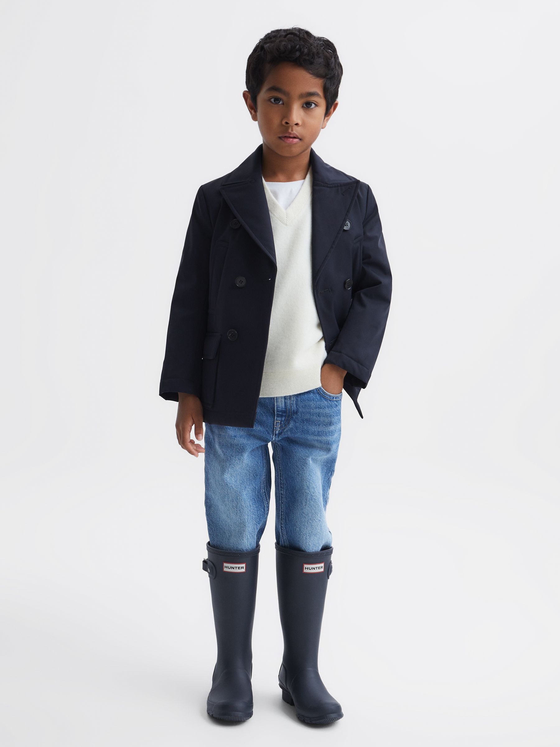 Hunter Big Kids Original Wellington Boots in Navy - Image 2 of 6