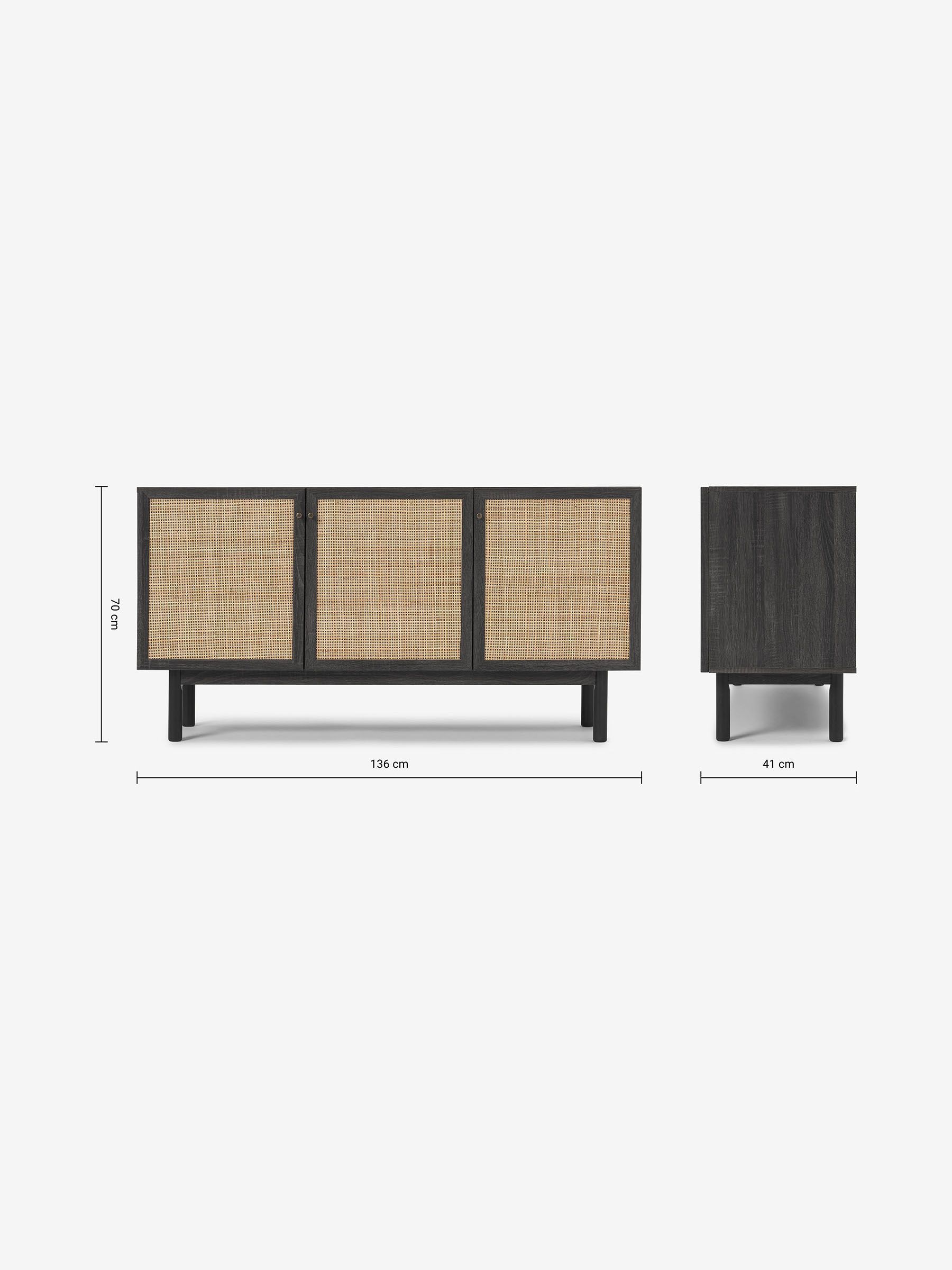 Pavia Rattan Large Sideboard in Black - Image 3 of 3