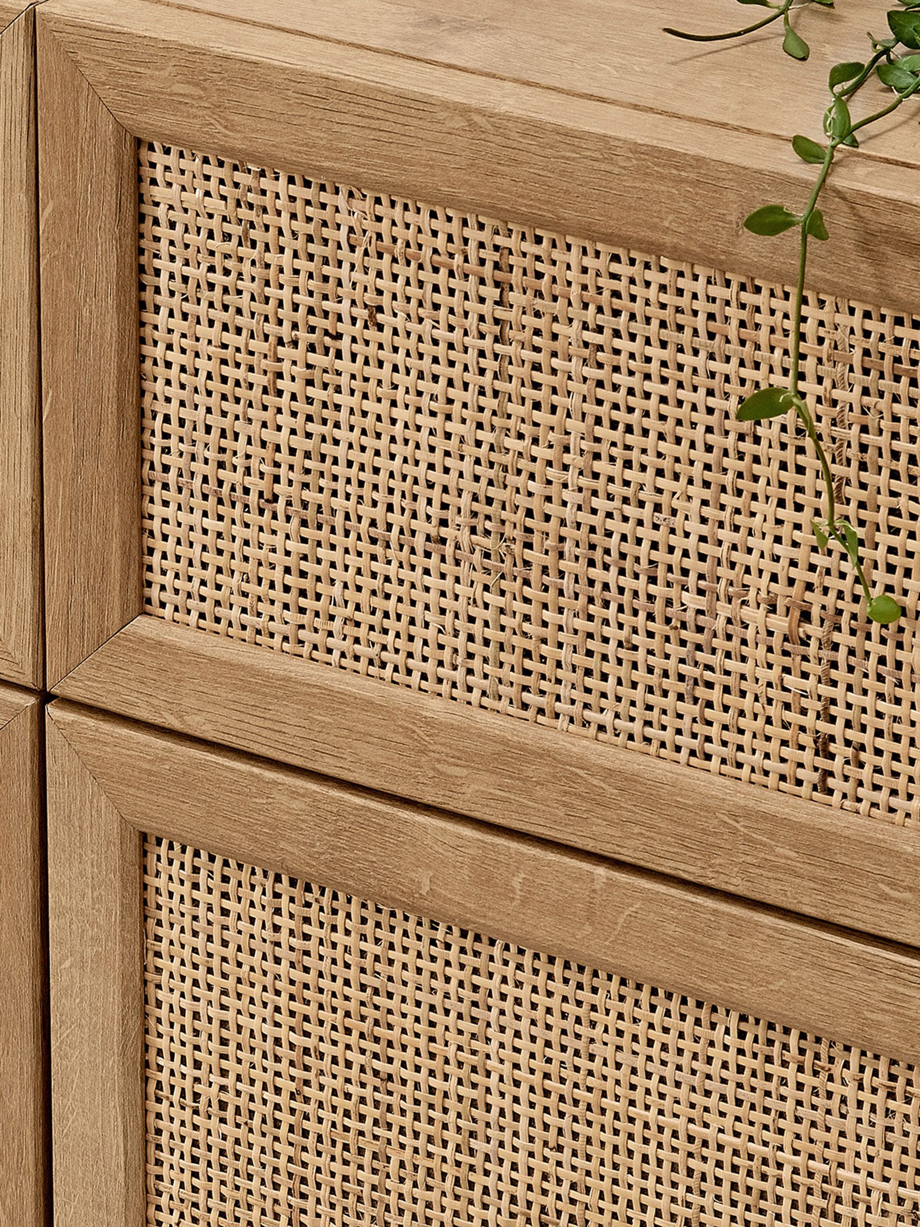Pavia Natural Rattan Wide Chest of Drawers in Oak Effect - Image 3 of 4