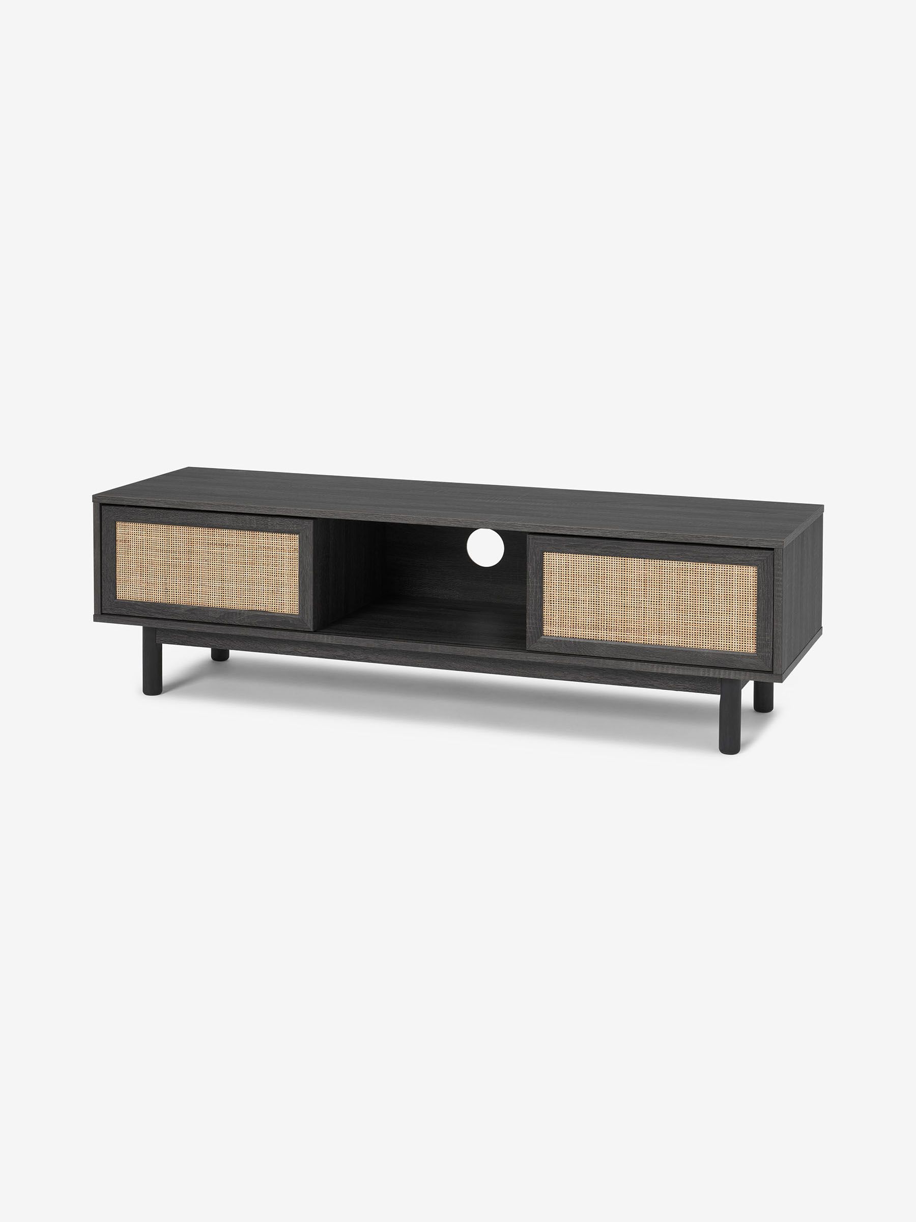 Pavia Wide Rattan TV Unit in Black - Image 1 of 3