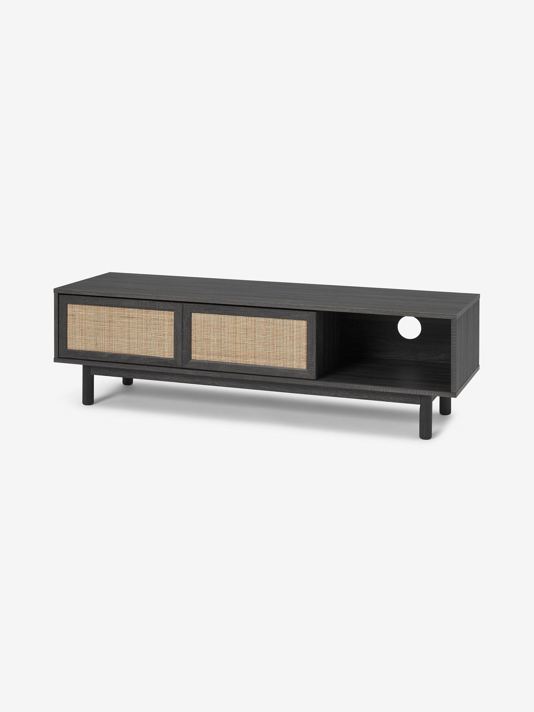 Pavia Wide Rattan TV Unit in Black - Image 2 of 3