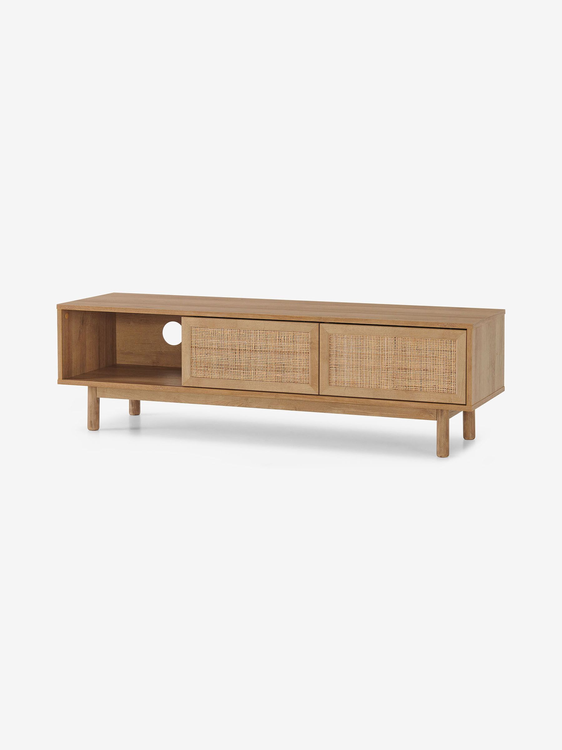Pavia Wide Rattan TV Unit in Natural Rattan and Oak Effect - Image 2 of 3
