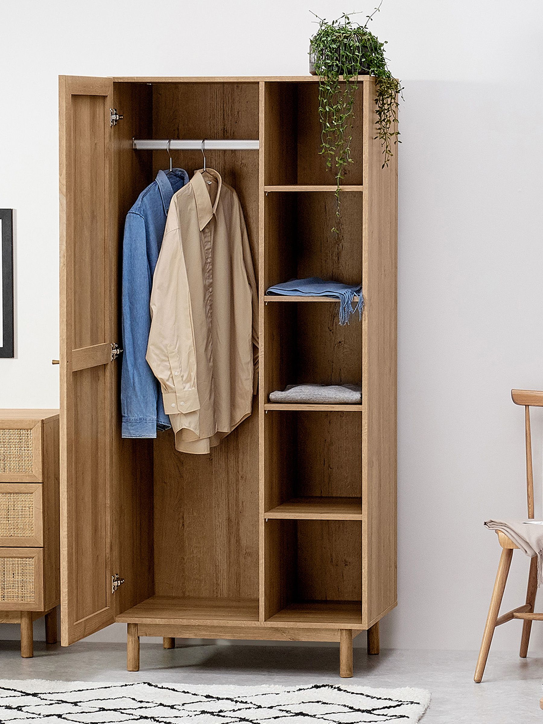 Pavia Rattan Double Wardrobe in Oak Effect - Image 2 of 6