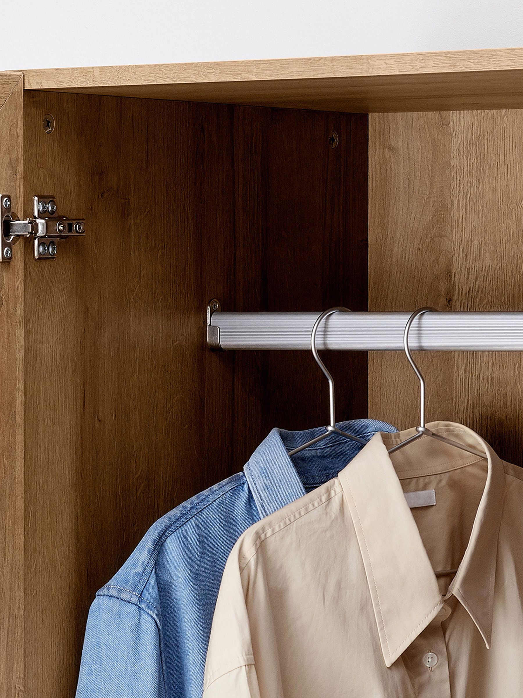 Pavia Rattan Double Wardrobe in Oak Effect - Image 4 of 6