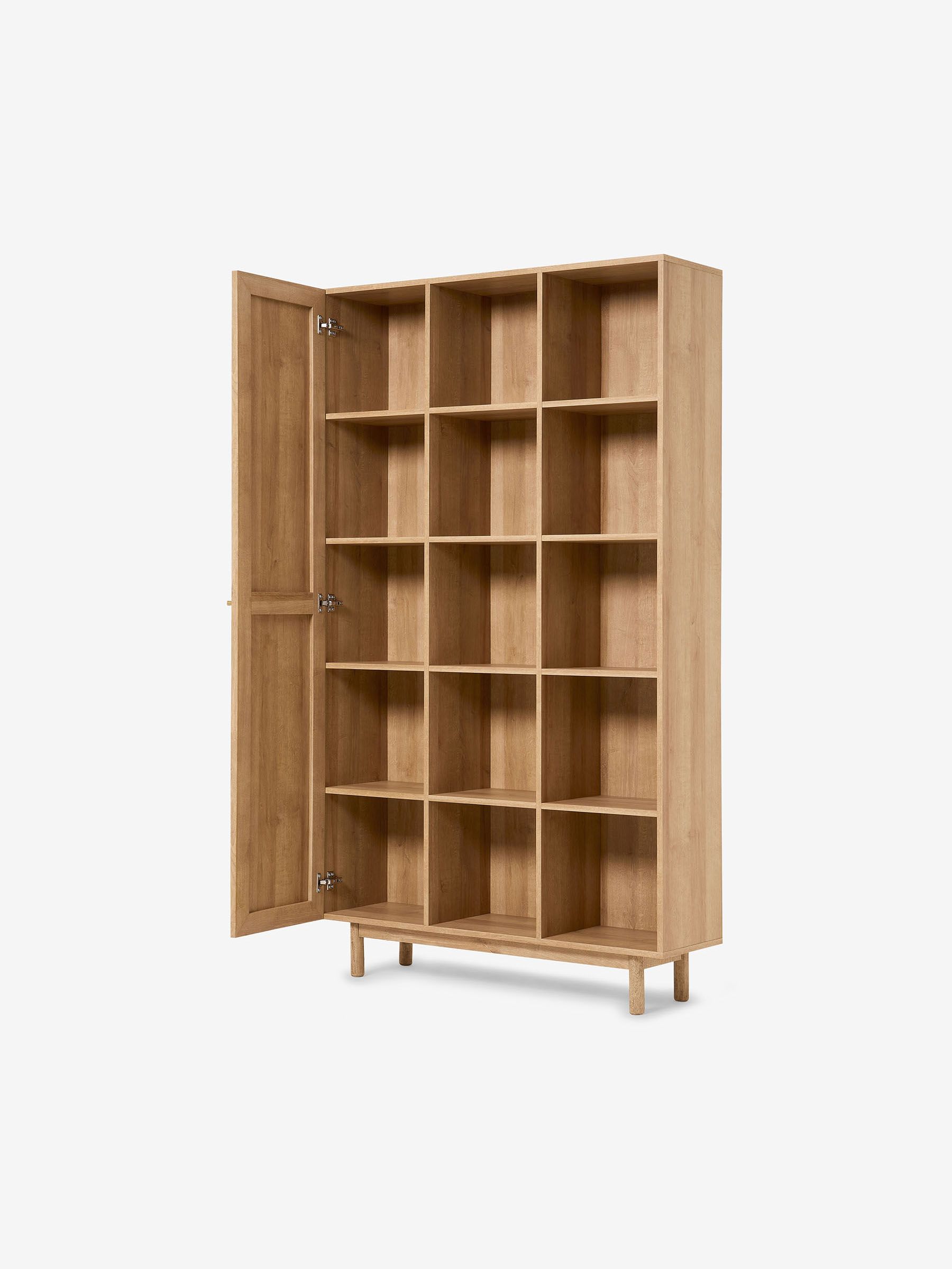 Pavia Wide Shelving Unit in Natural Rattan and Oak Effect - Image 2 of 3