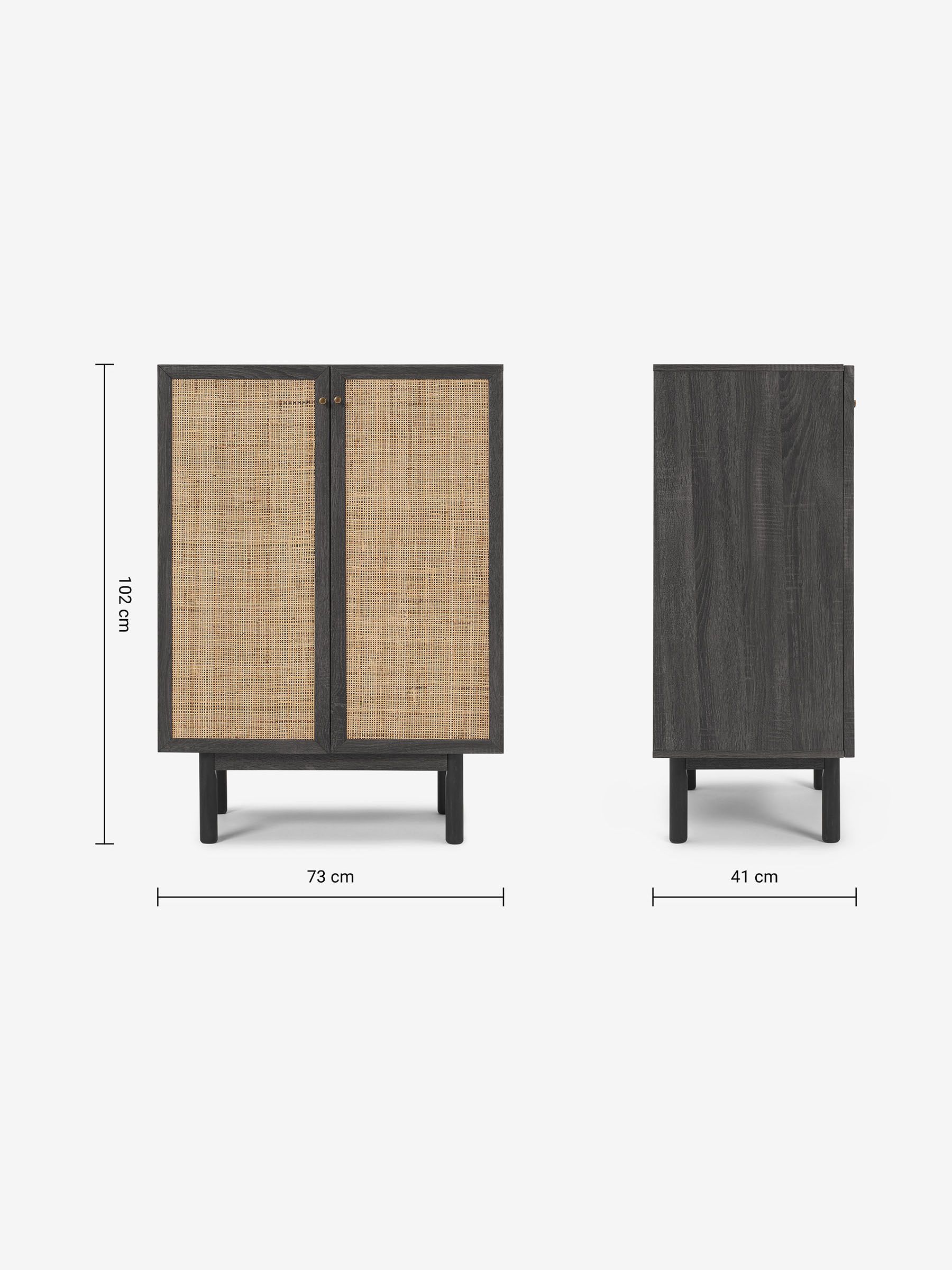 Pavia Rattan Compact Highboard in Black - Image 3 of 3