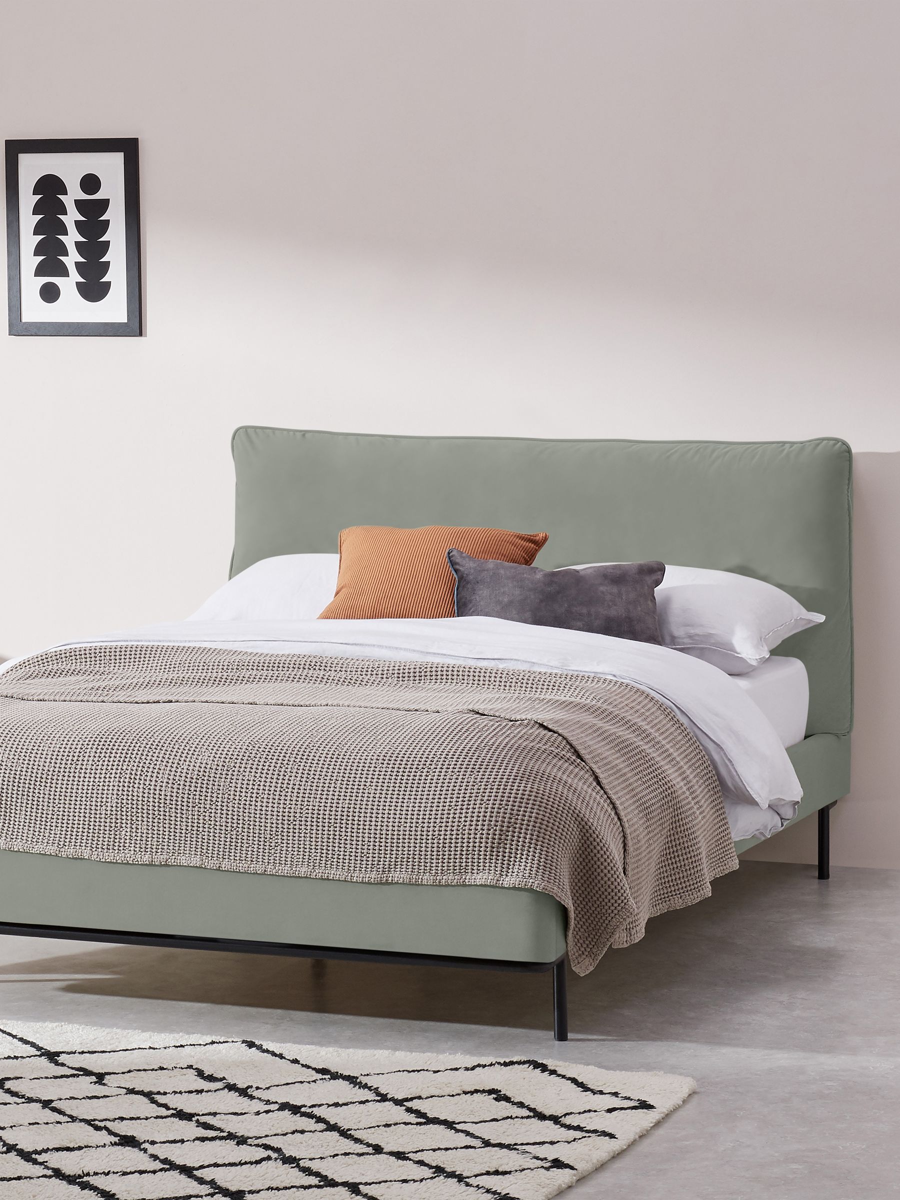 Sage Green Velvet Bed Harlow Bed - Image 5 of 7