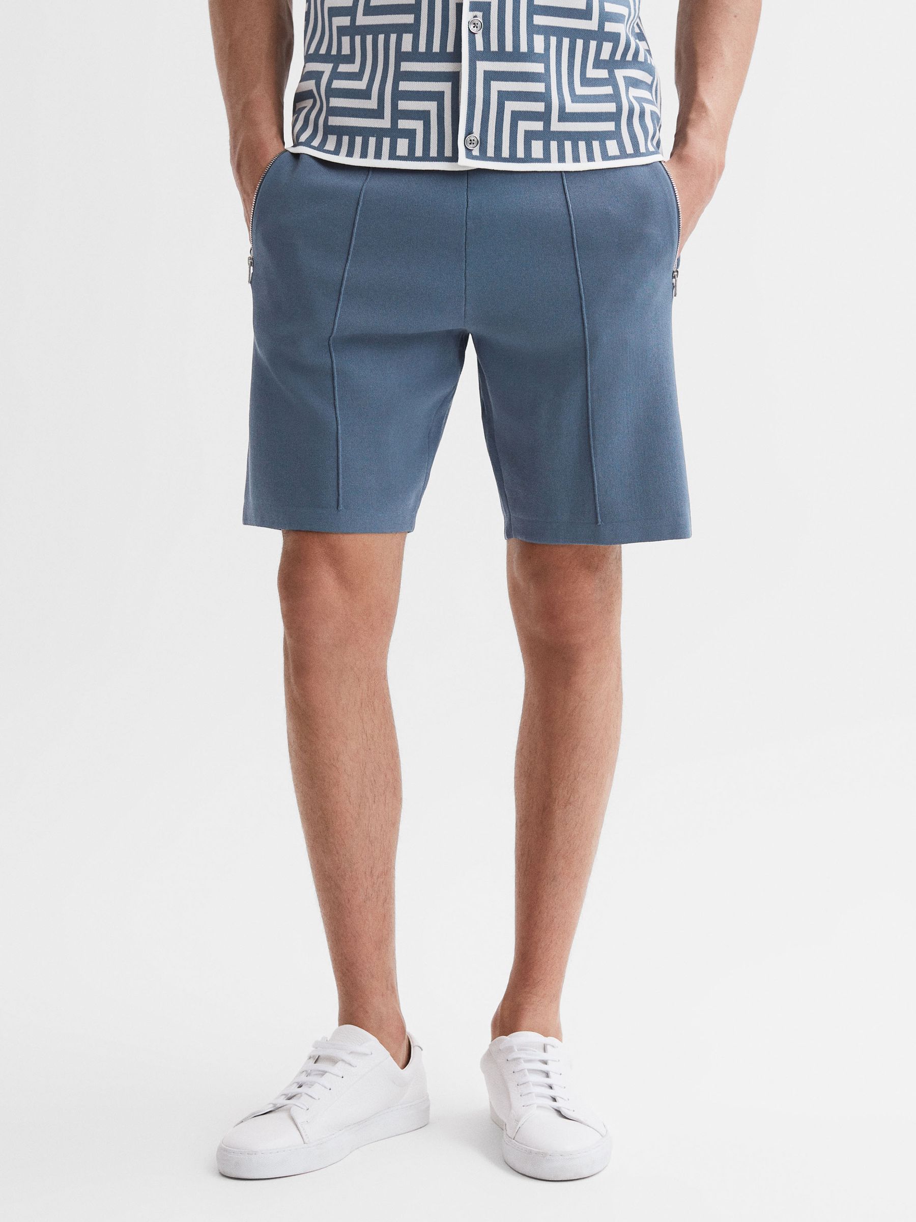 Elasticated Shorts in Airforce Blue - Image 1 of 6