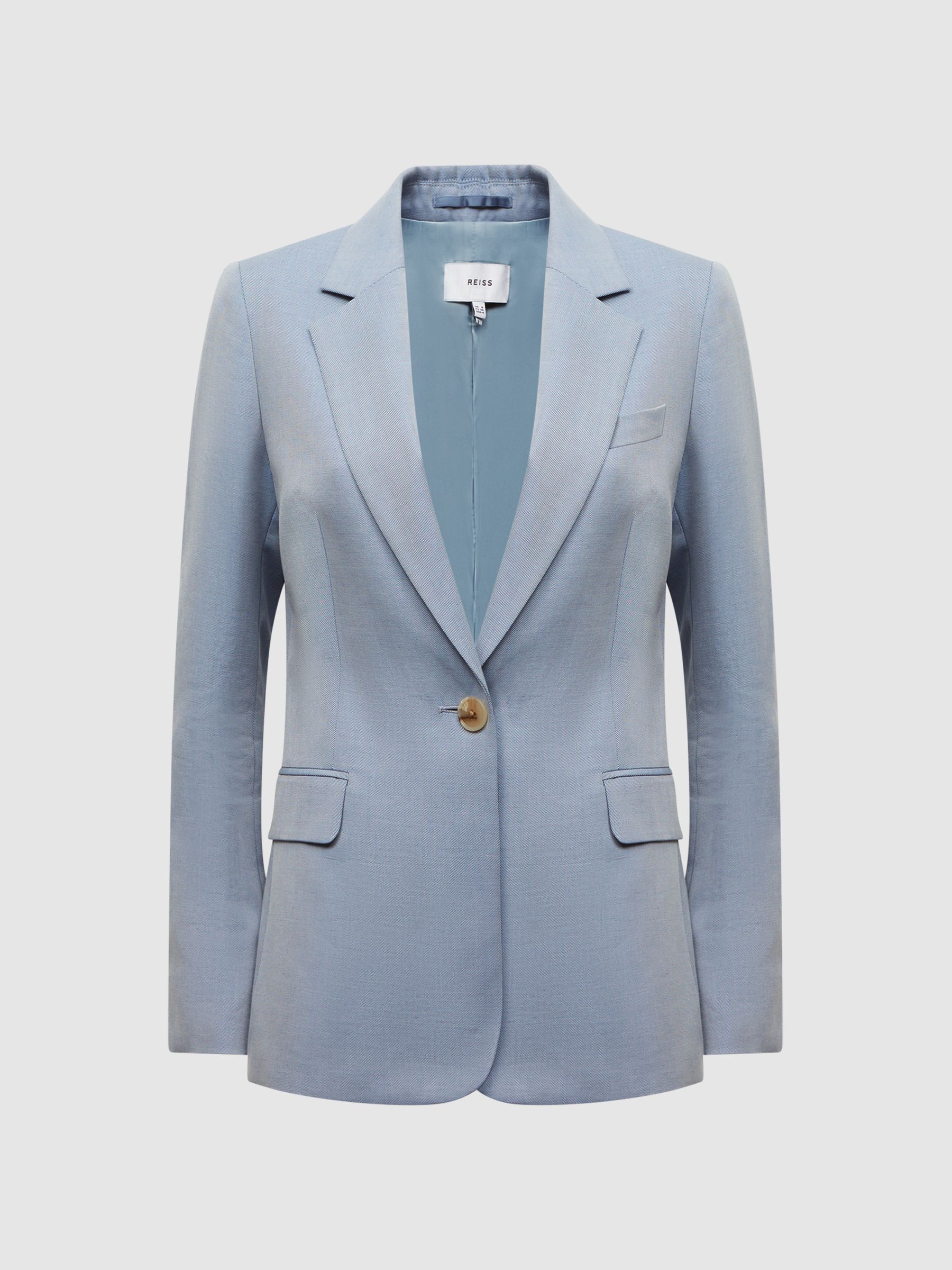 Reiss Single Breasted Tailored Blazer in Pale Blue | REISS