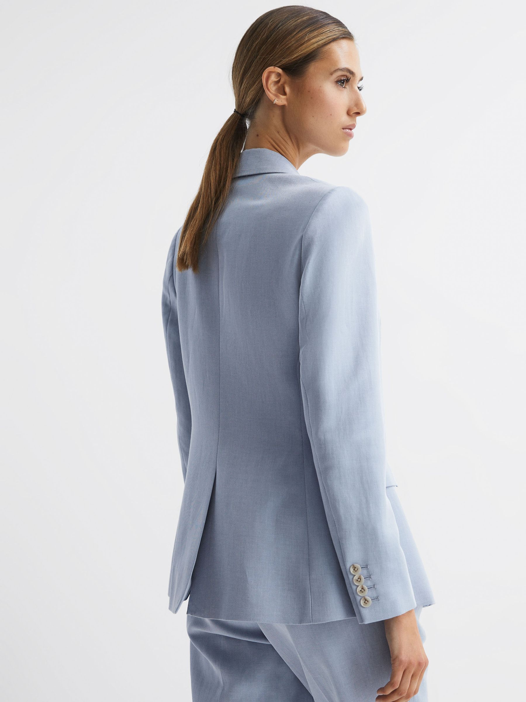 Single Breasted Tailored Blazer in Pale Blue - Image 5 of 7